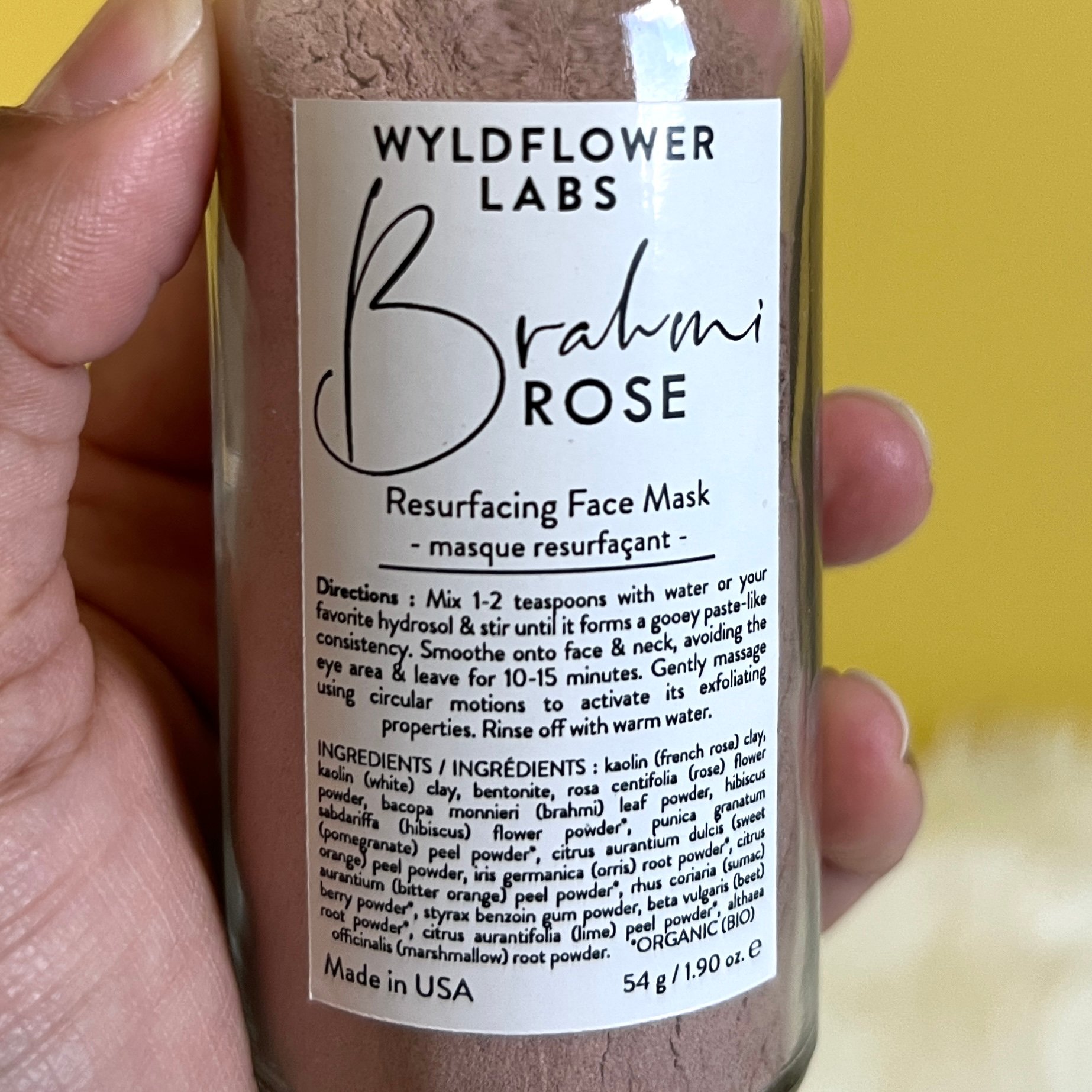 Back of Wyldflower Labs Face Mask for Nourish Beauty Box July 2022