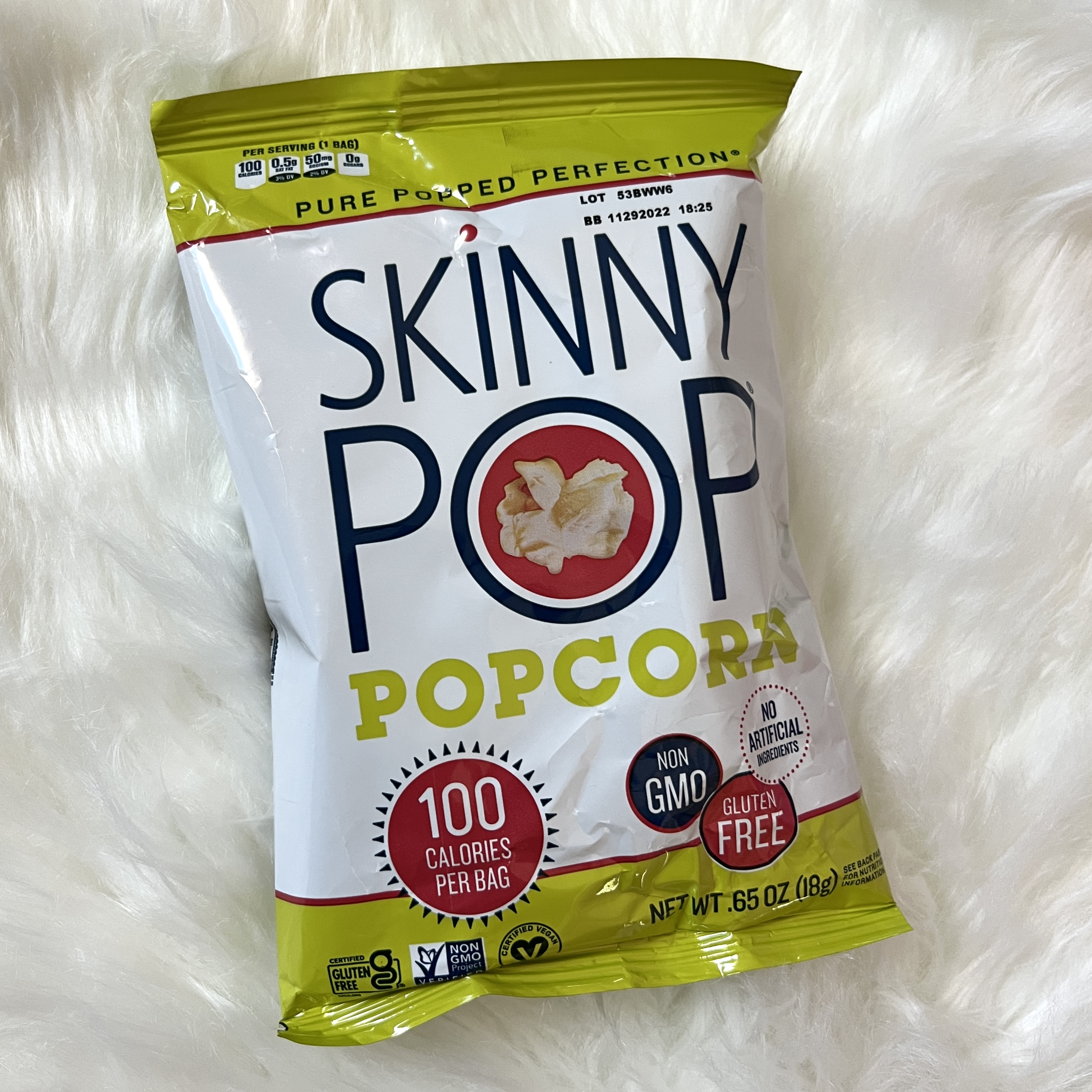 Front of Skinny Pop Popcorn for Bombay and Cedar Lifestyle May 2022