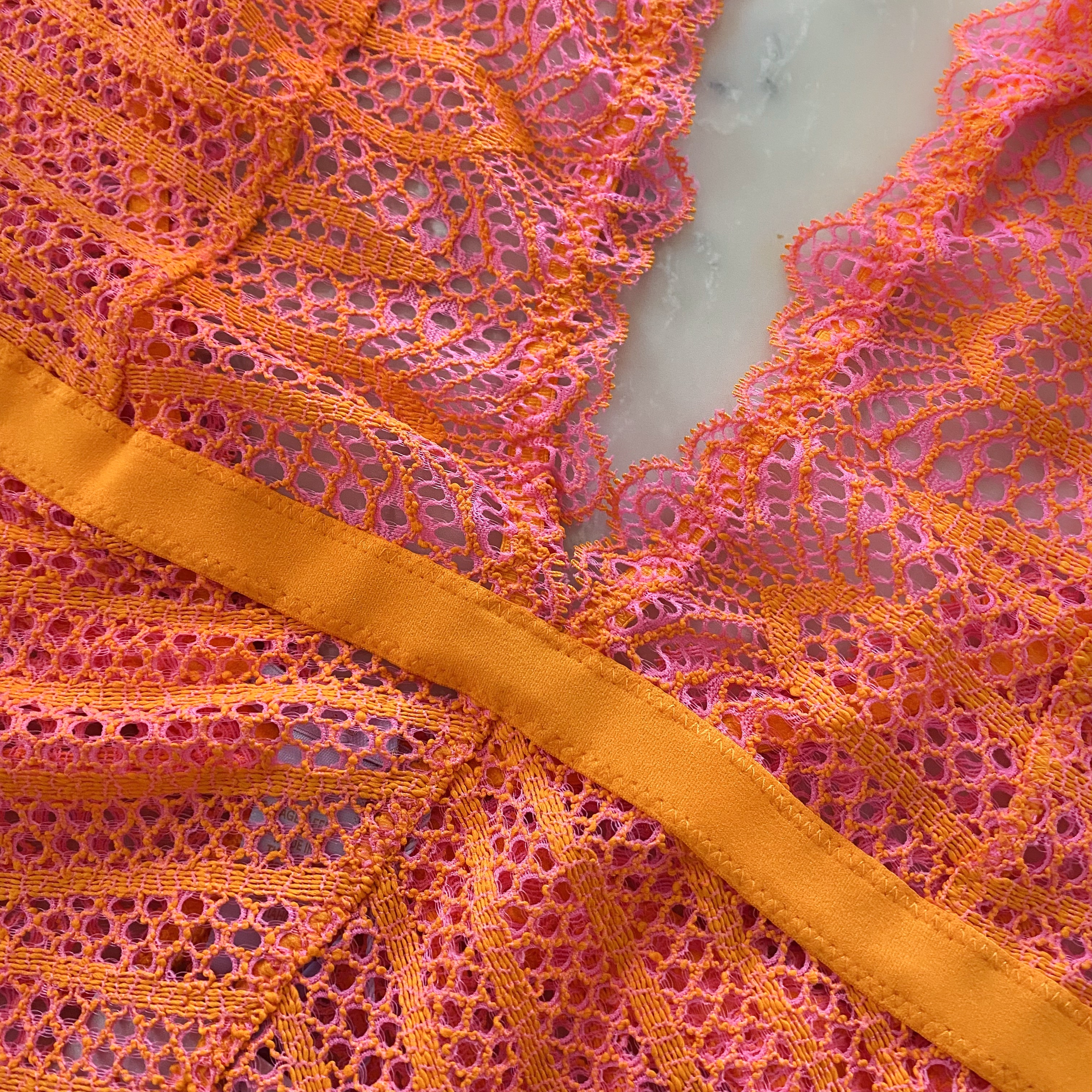 Savage Fenty Stranded In Lace Crochet Balconette Bra Orange cream