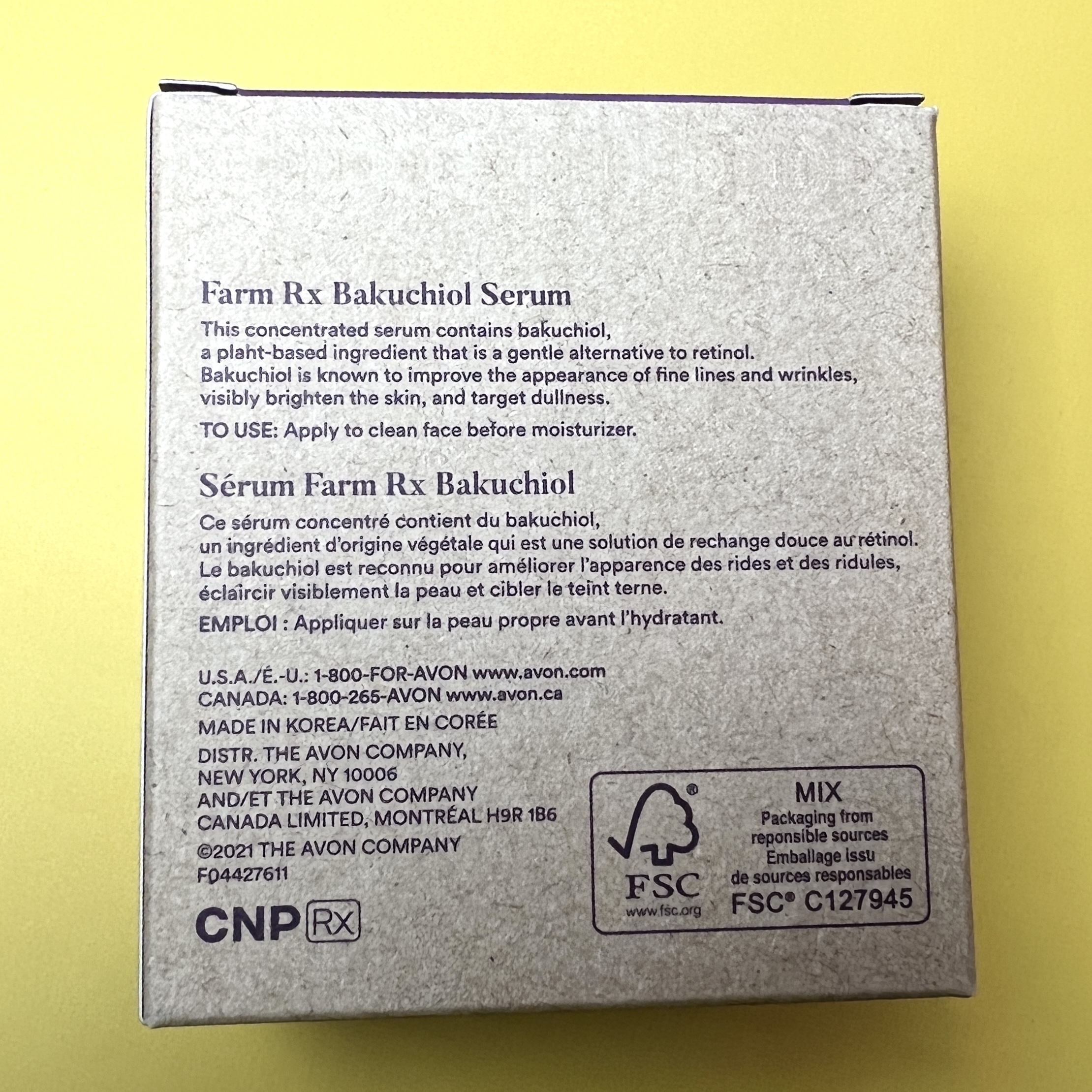 Back of Farm Rx Serum Box for GlossyBox July 2022