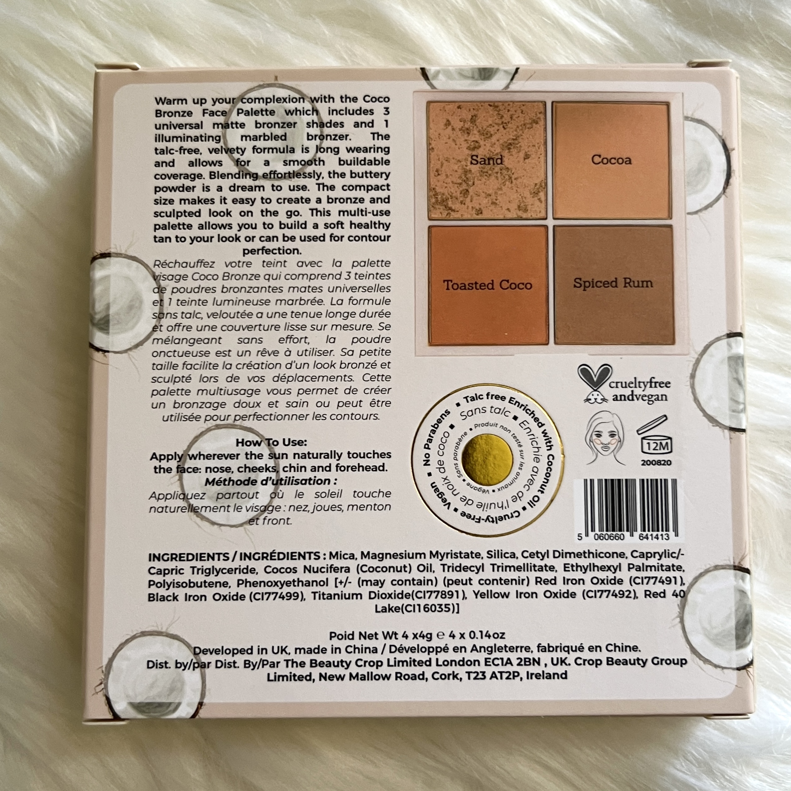 Back of Bronzer Palette for The Beauty Box by Bombay and Cedar July 2022