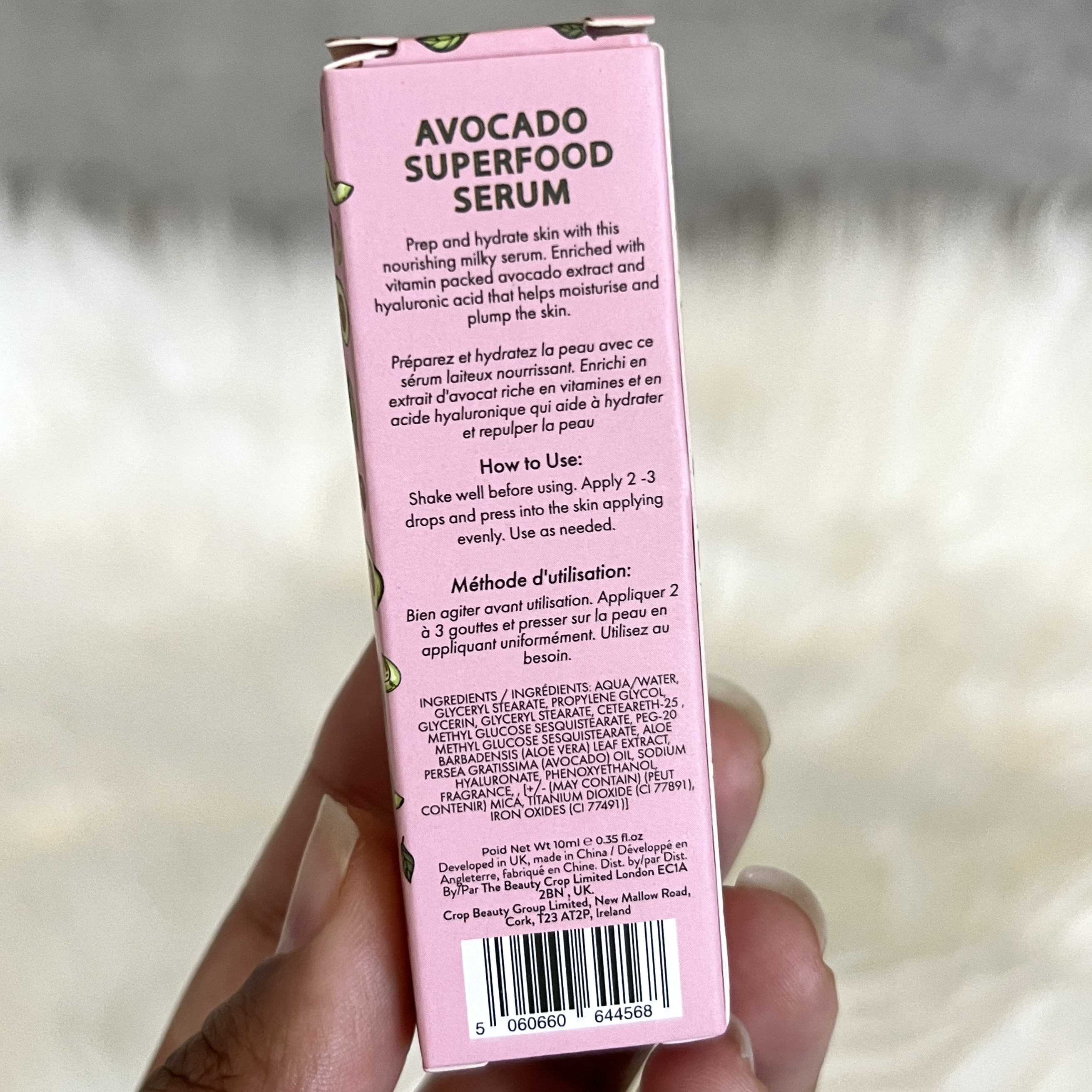 Back of The Beauty Crop Avocado Serum for Ipsy Glam Bag August 2022