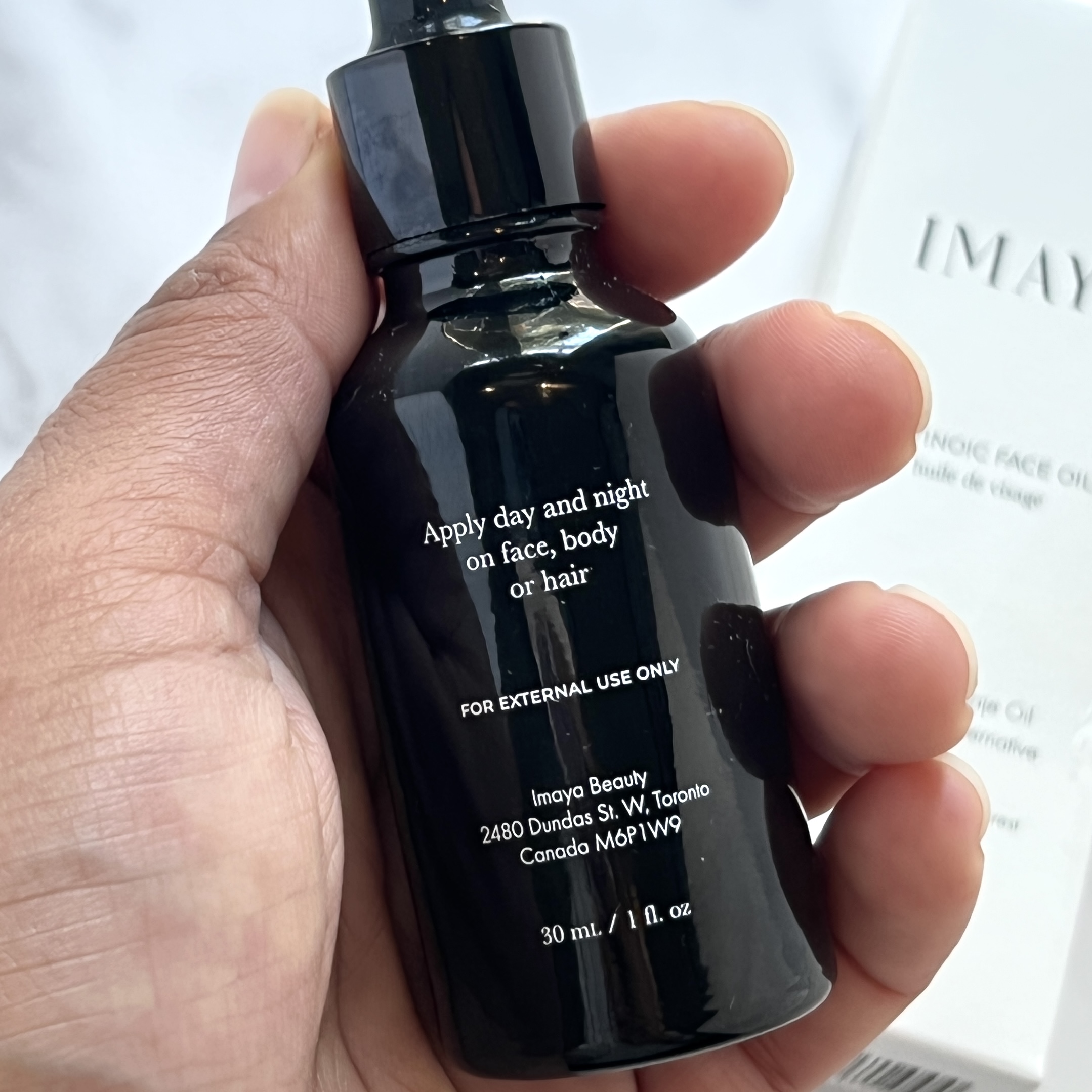 Back of Imaya Face Oil for Nourish Beauty Box September 2022