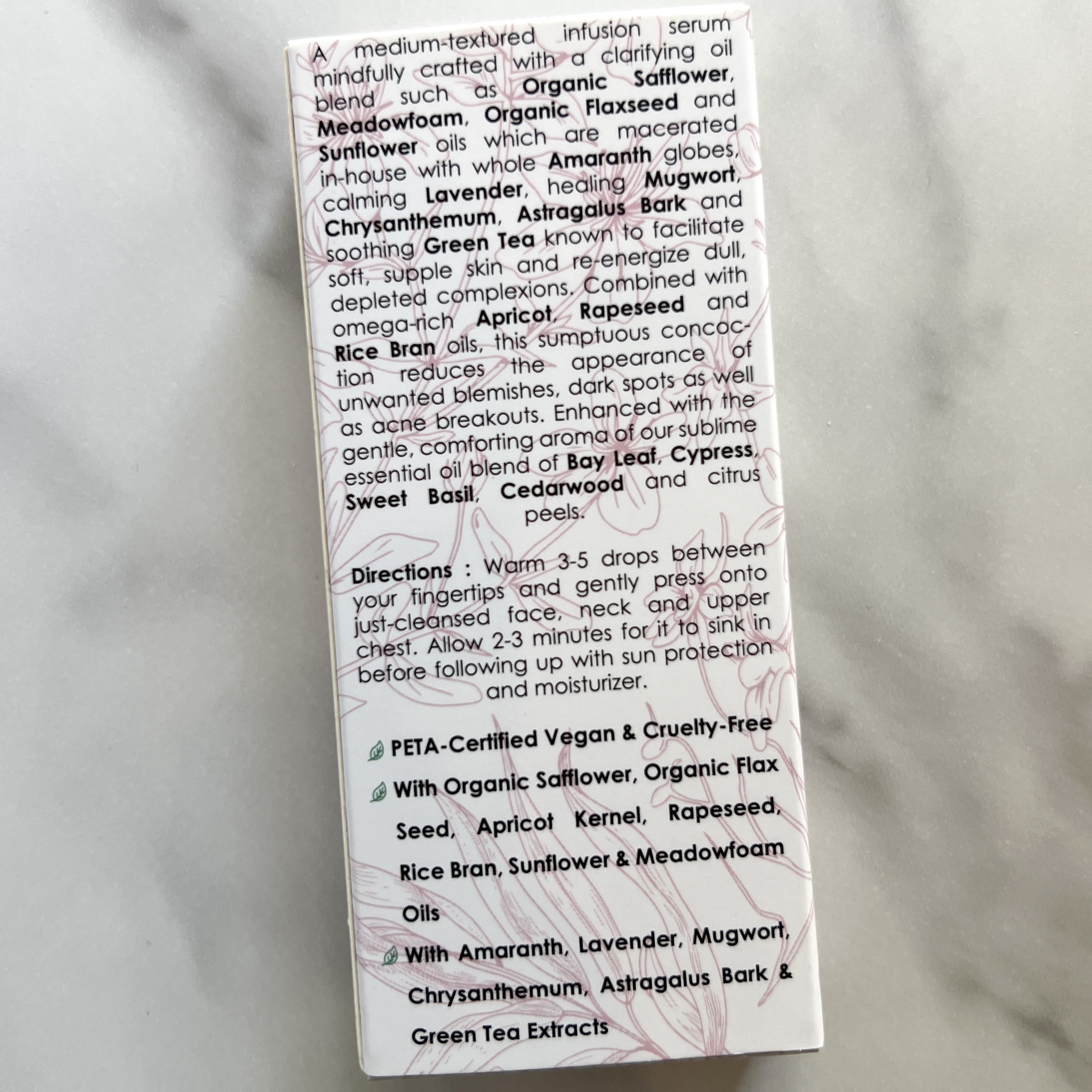 Back of Seraphine Botanicals Elixir for Nourish Beauty Box September 2022