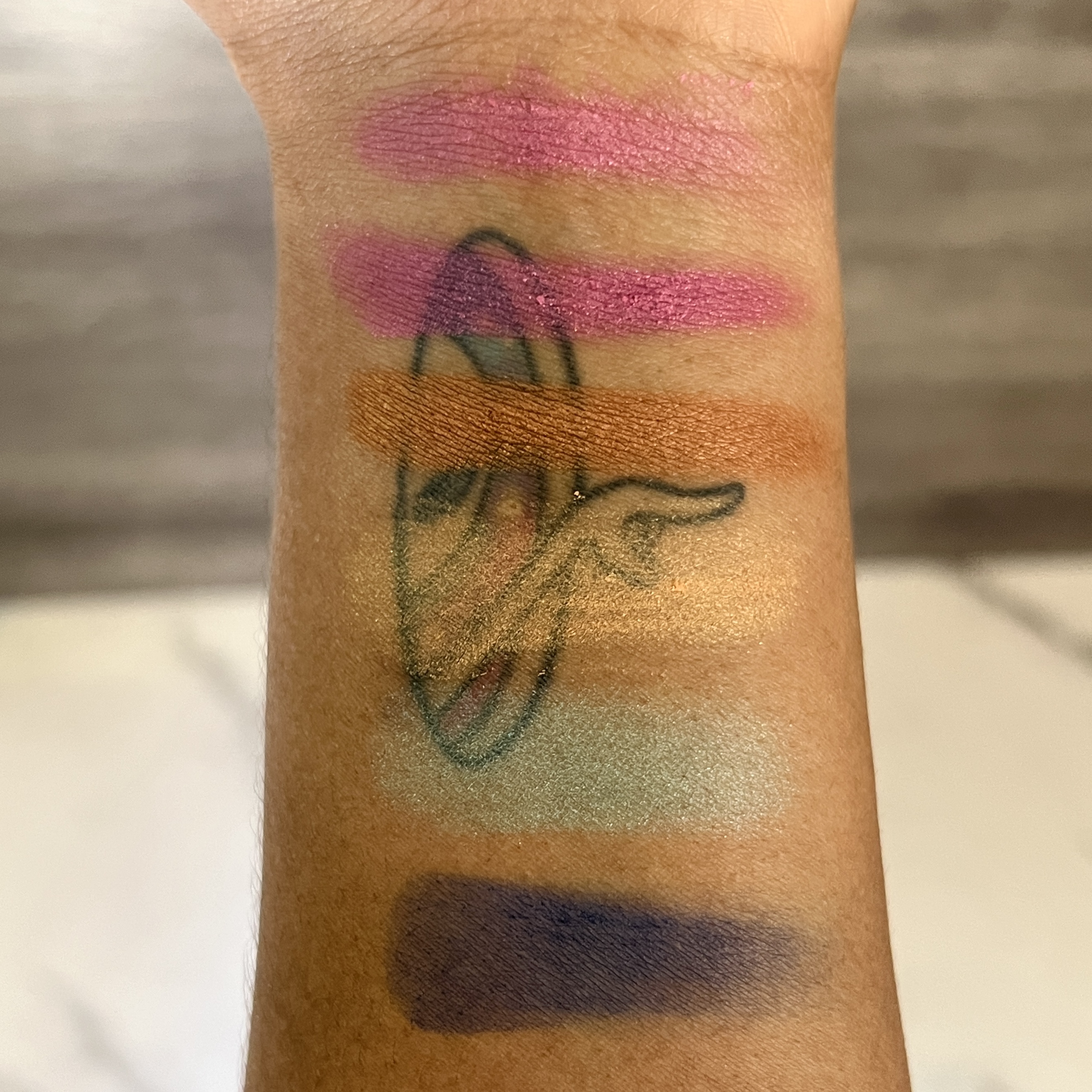 Swatches of Baseblue Cosmetics Eyeshadow Palette for The Beauty Box by Bombay and Cedar August 2022