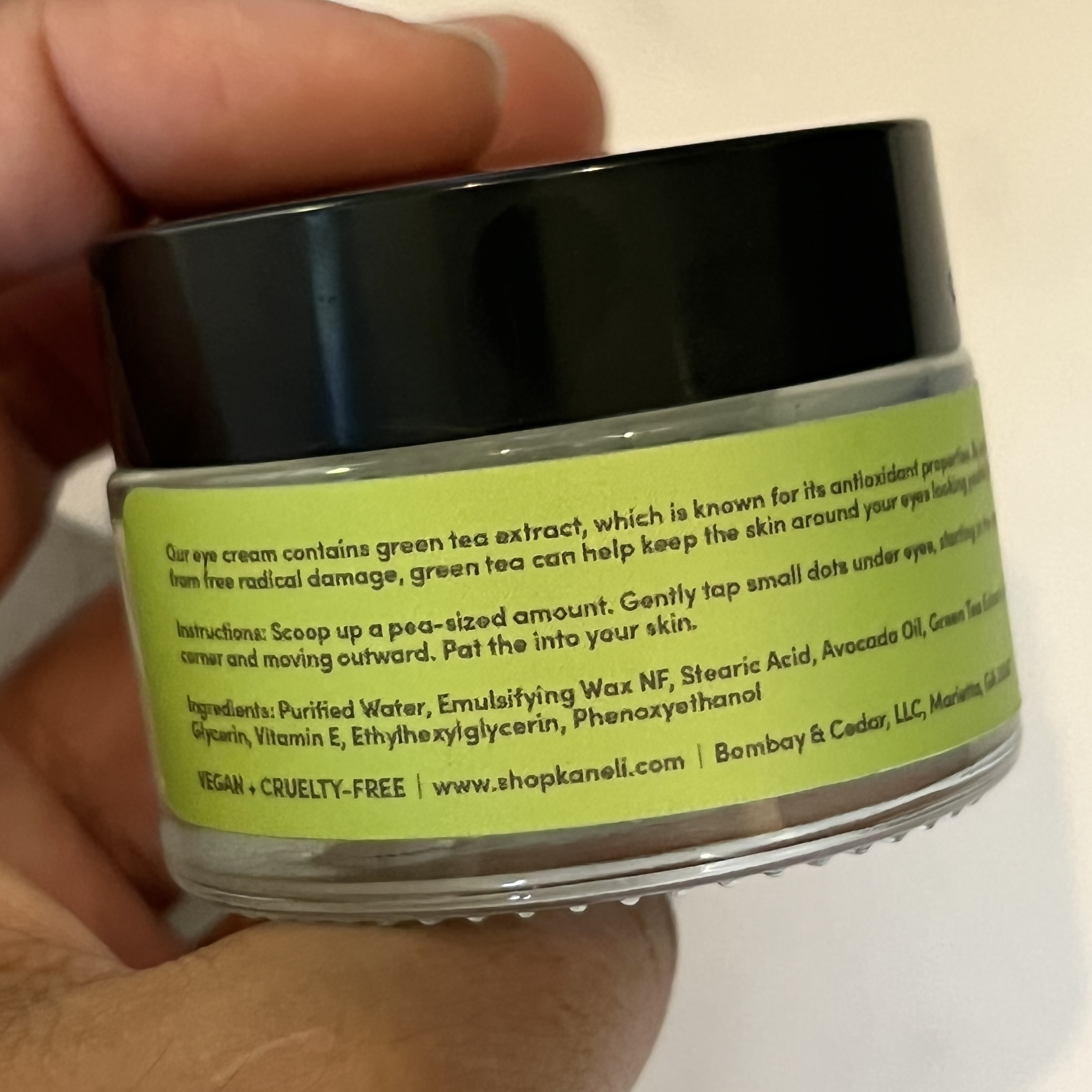 Back of Kaneli Eye Cream for The Beauty Box by Bombay and Cedar August 2022