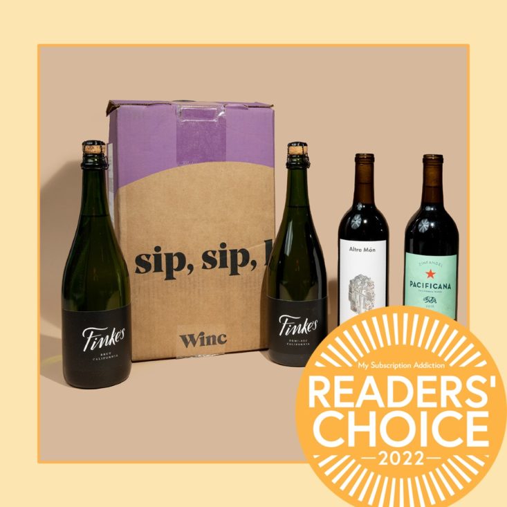 Winc example wines, winner of the best wine subscription box category.