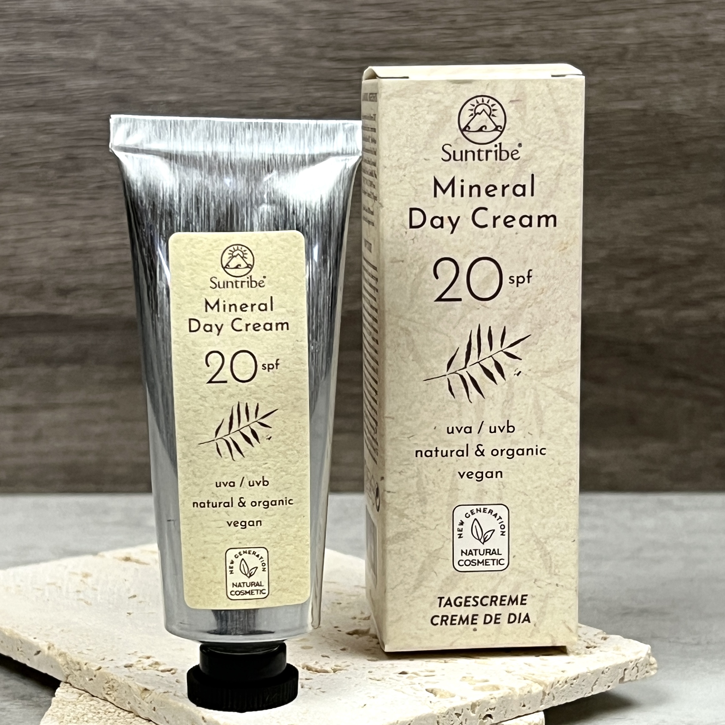 Front of Suntribe Mineral Day Cream for Nourish Beauty Box December 2022