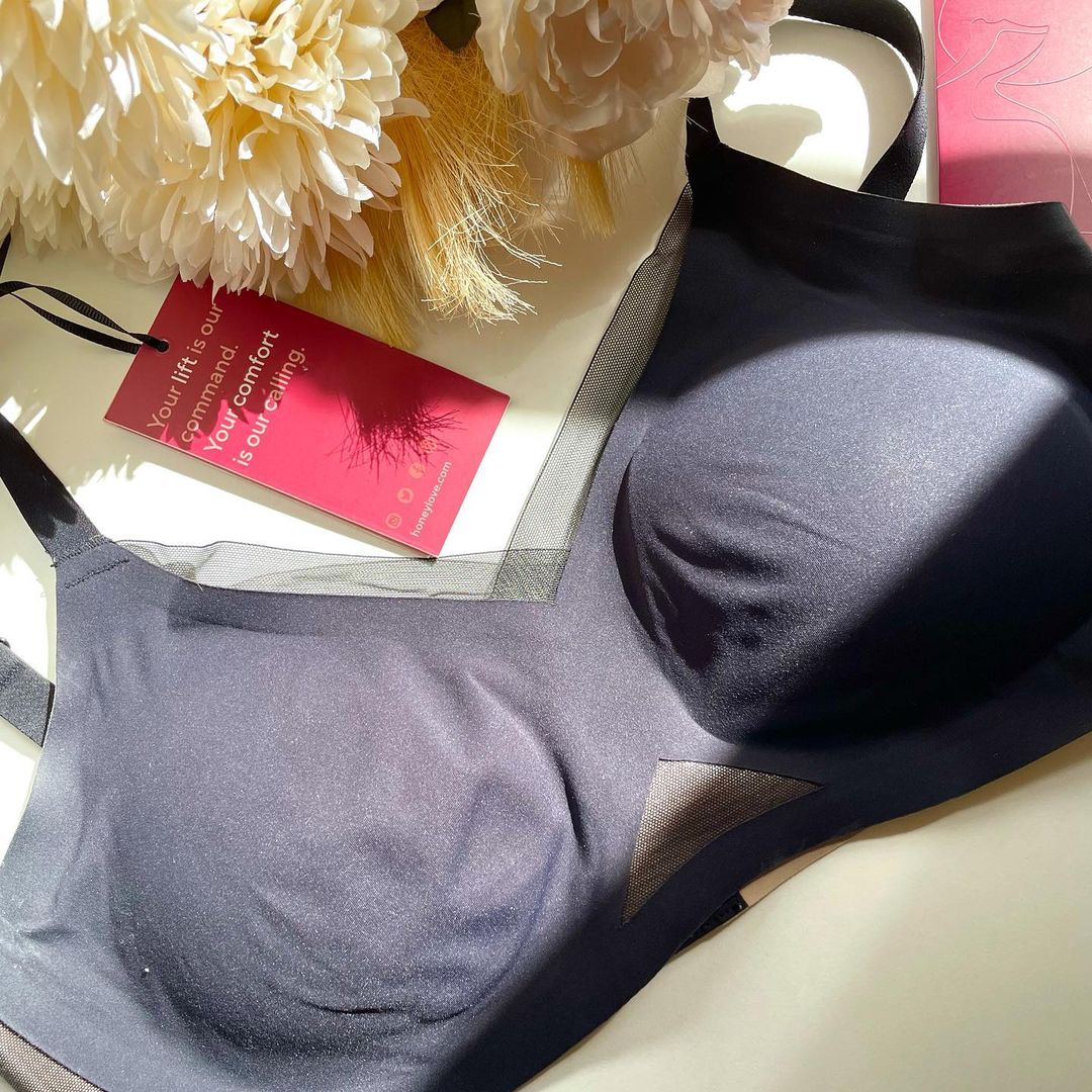 Honeylove bra size L with mesh detail nude color in 2023