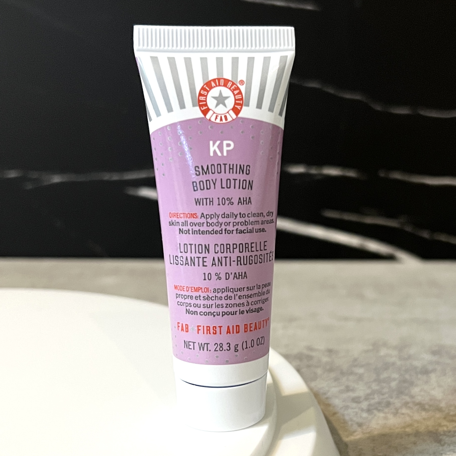 Front of First Aid Beauty KP Body Lotion for GlossyBox December 2022
