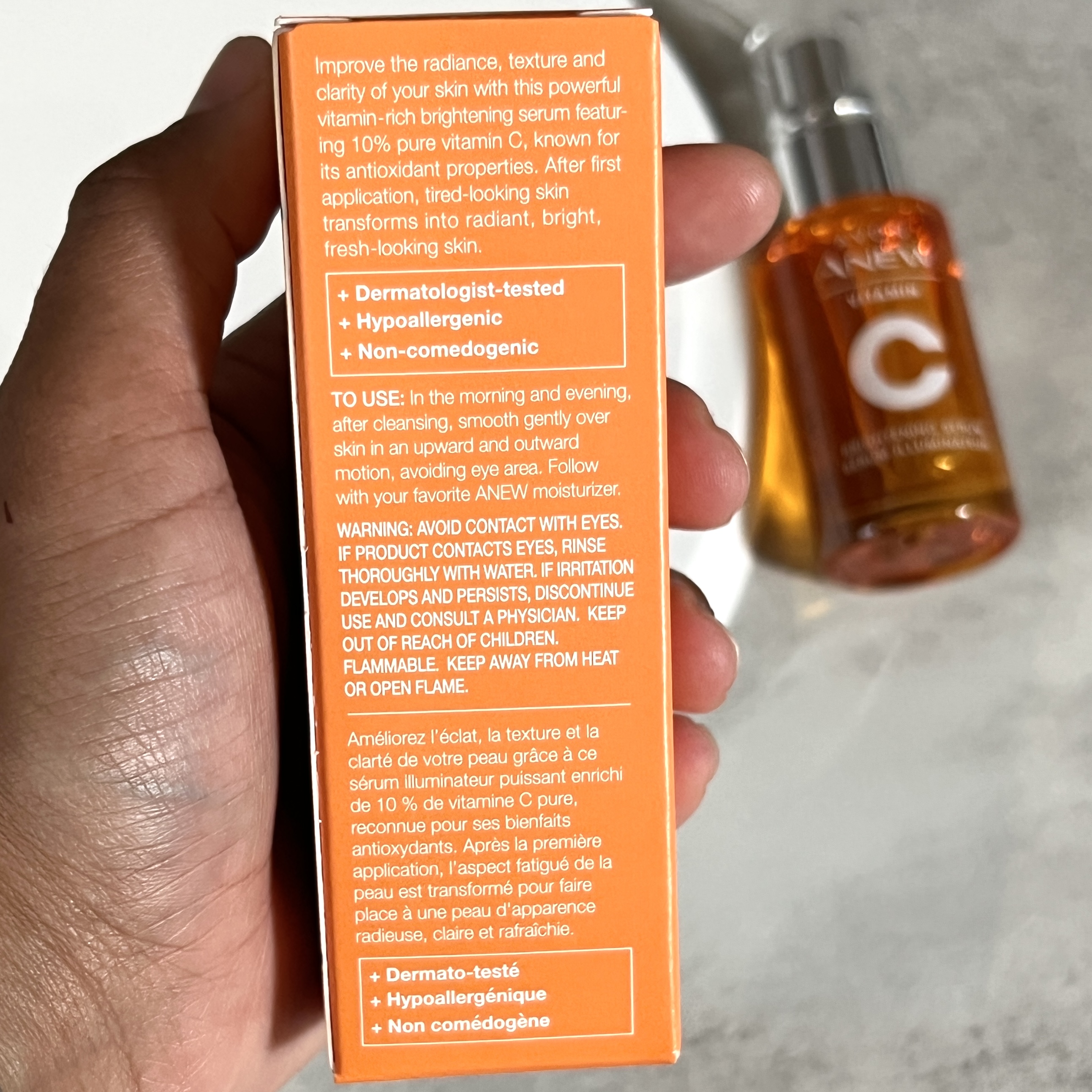 Back of AVON ANEW Vitamin C Serum for Cocotique December 2022