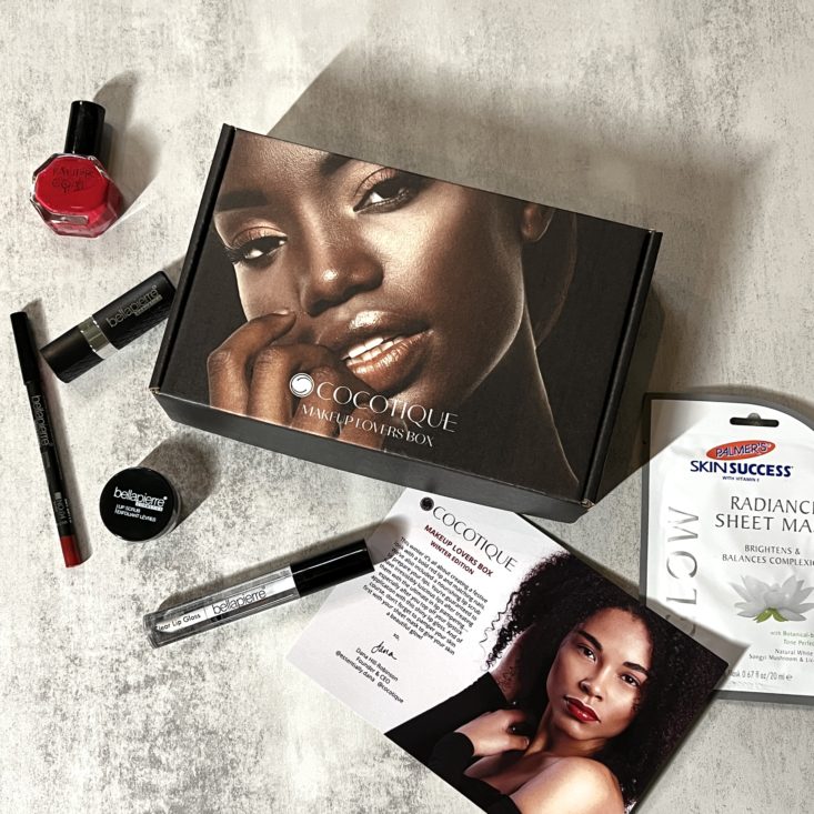 Full Contents for Cocotique Makeup Lovers Box Winter 2022