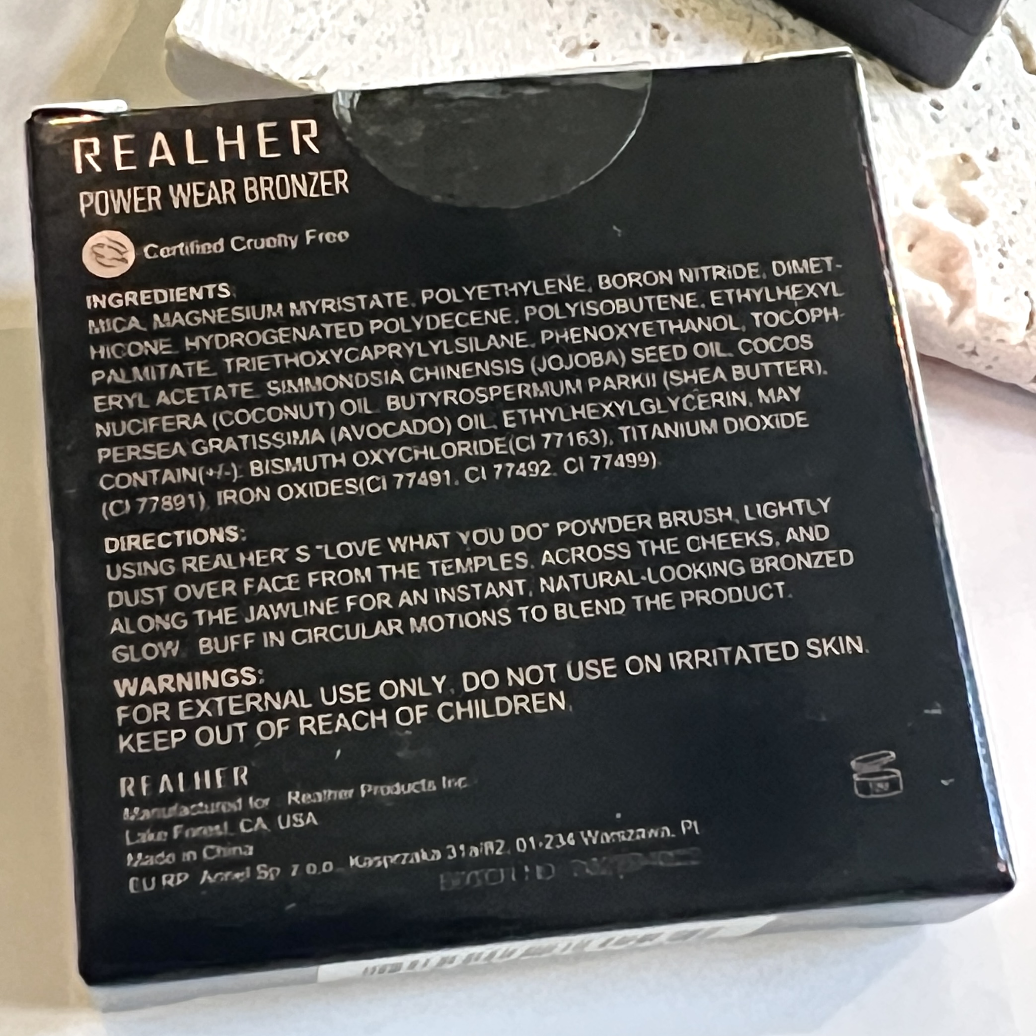 Back of RealHer Bronzer for GlossyBox January 2023