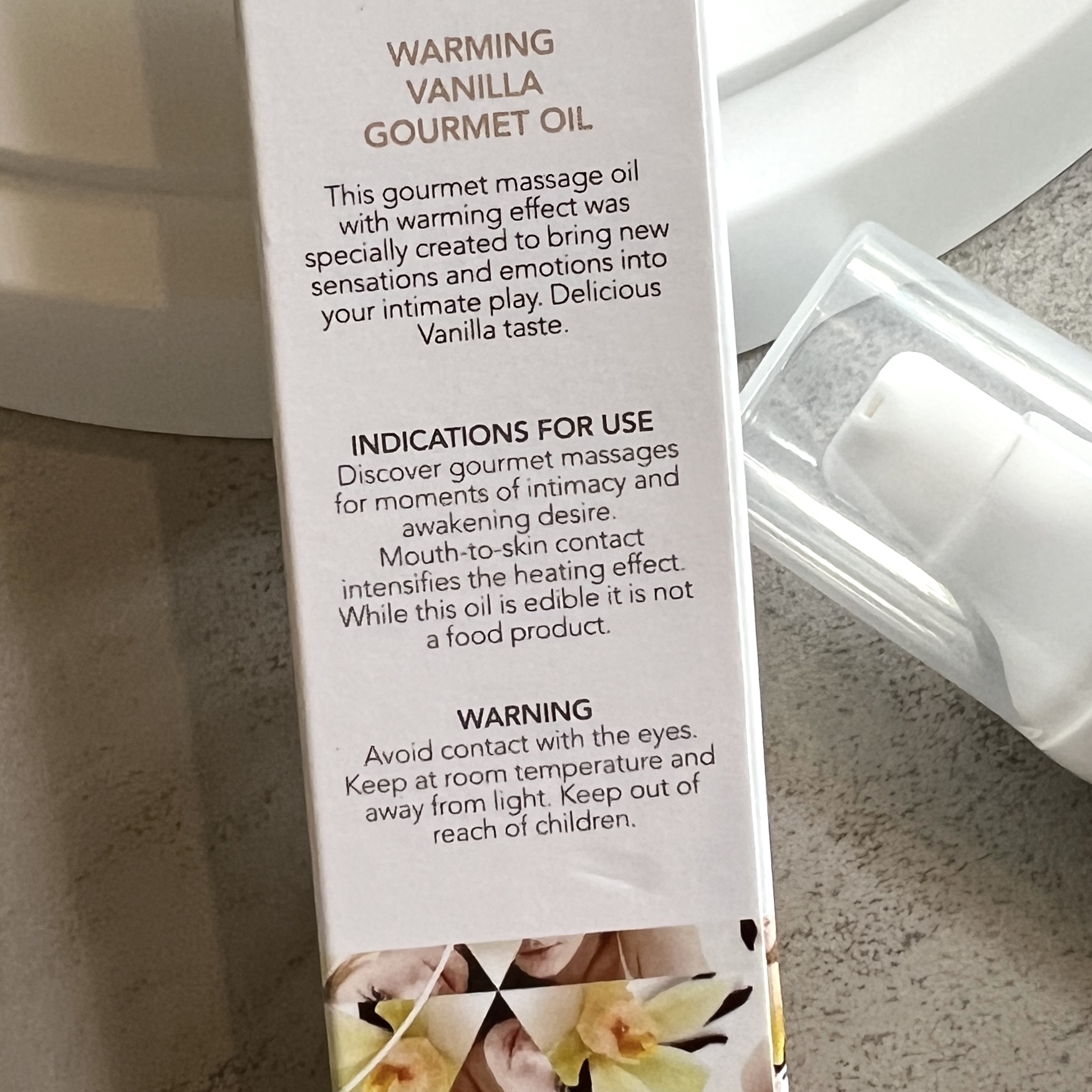 Back of Exsens Massage Oil in Vanilla for Cocotique January 2023