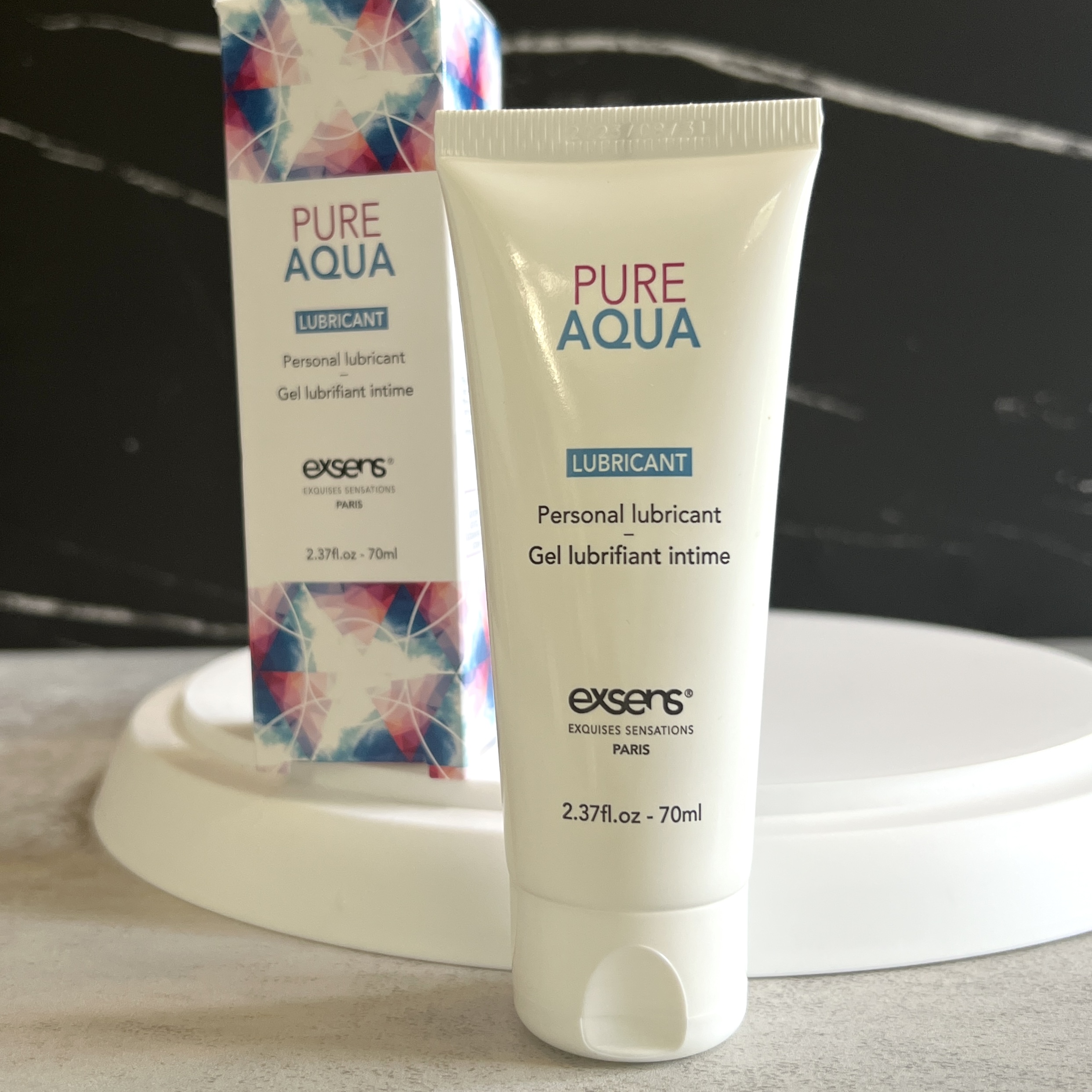 Front of Exsens Pure Aqua Lubricant for Cocotique January 2023