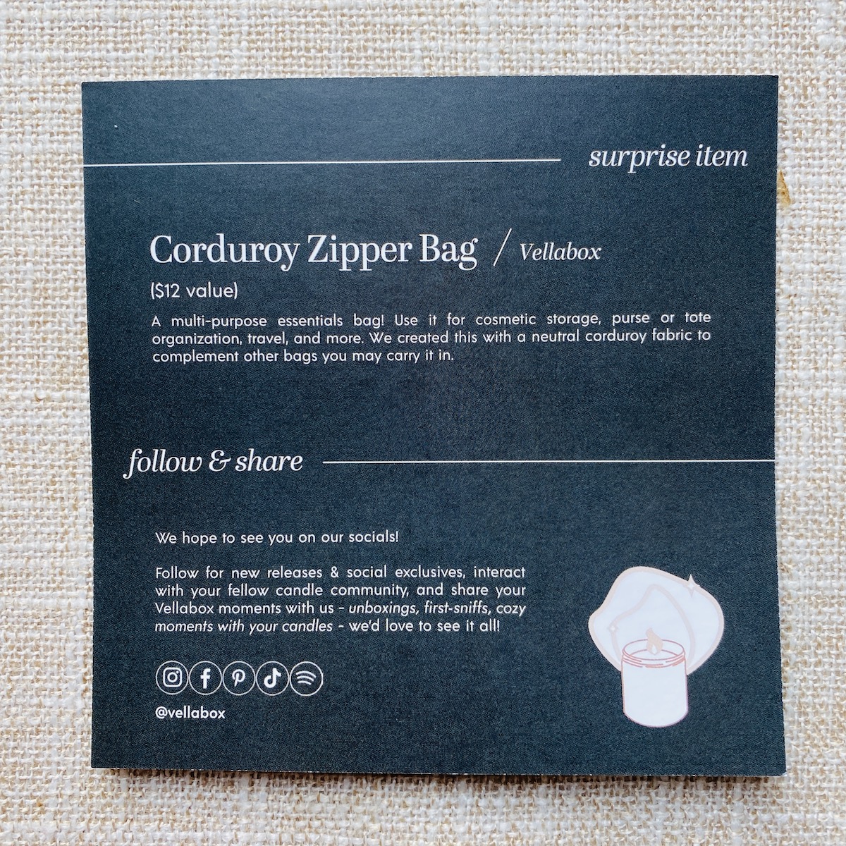 Corduroy Zipper Bag - Vellabox