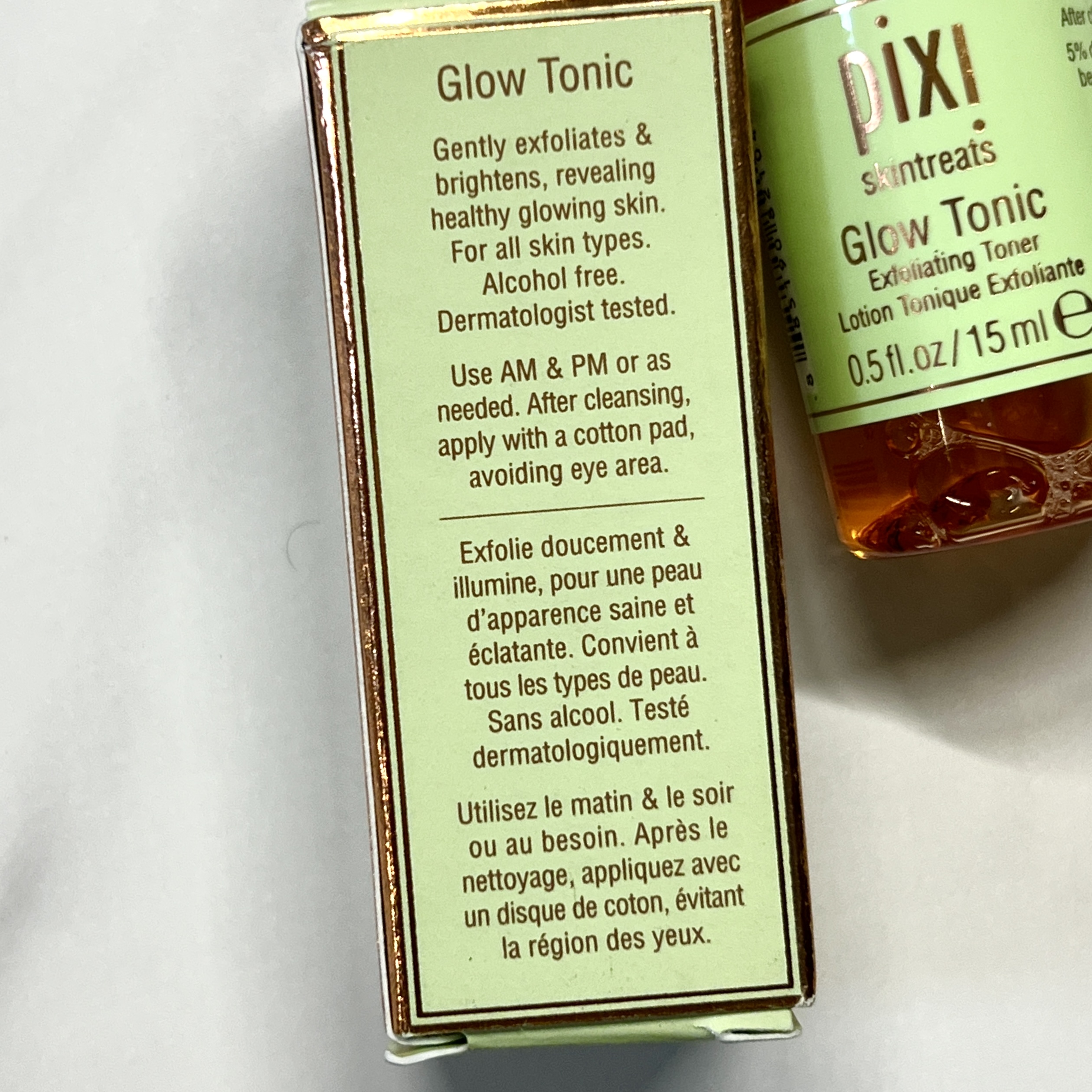 Back of Pixi Beauty Glow Tonic Toner for GlossyBox February 2023