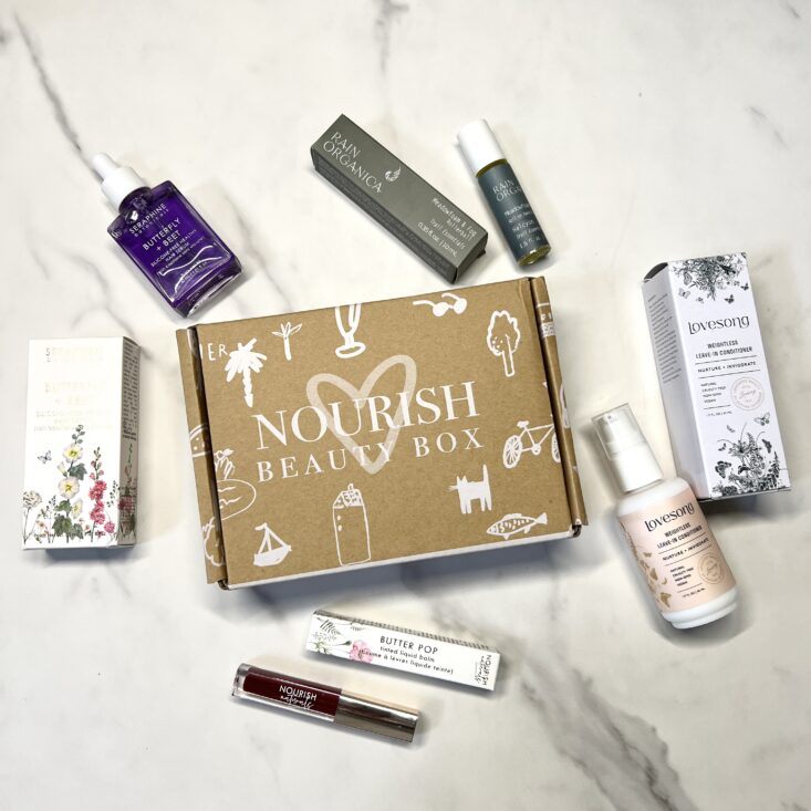 Full Contents for Nourish Beauty Box April 2023