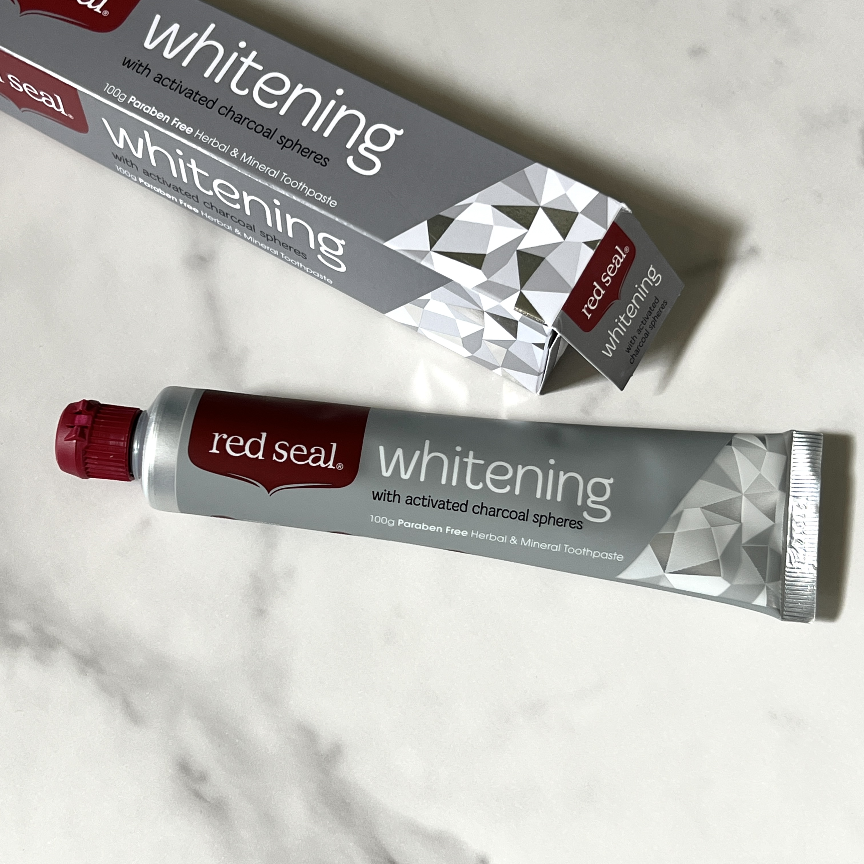 Front of Red Seal Whitening Toothpaste for Cocotique April 2023