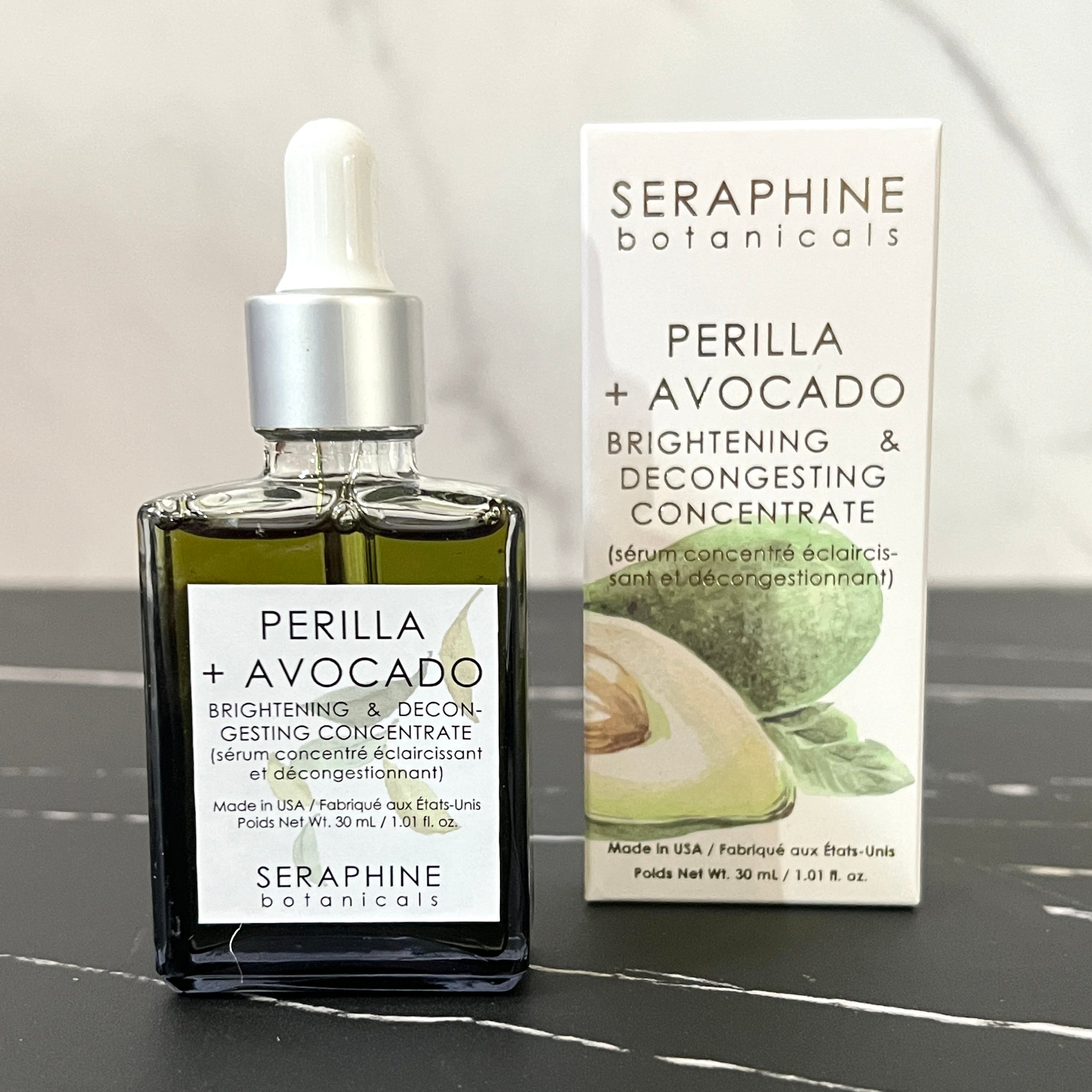 Front of Seraphine Botanicals Brightening and Decongesting Concentrate for Nourish Beauty Box May 2023