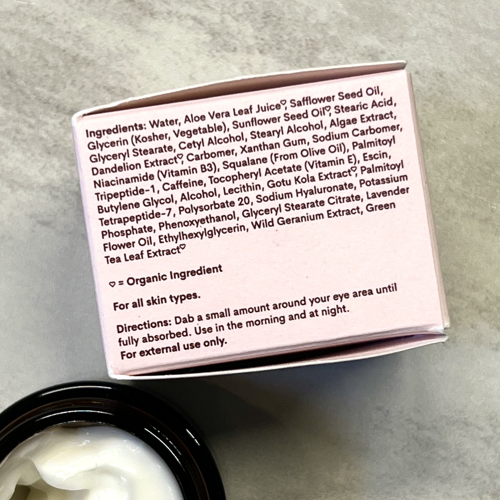 Back of Fleur and Bee Anti-Aging Eye Cream for Cocotique May 2023