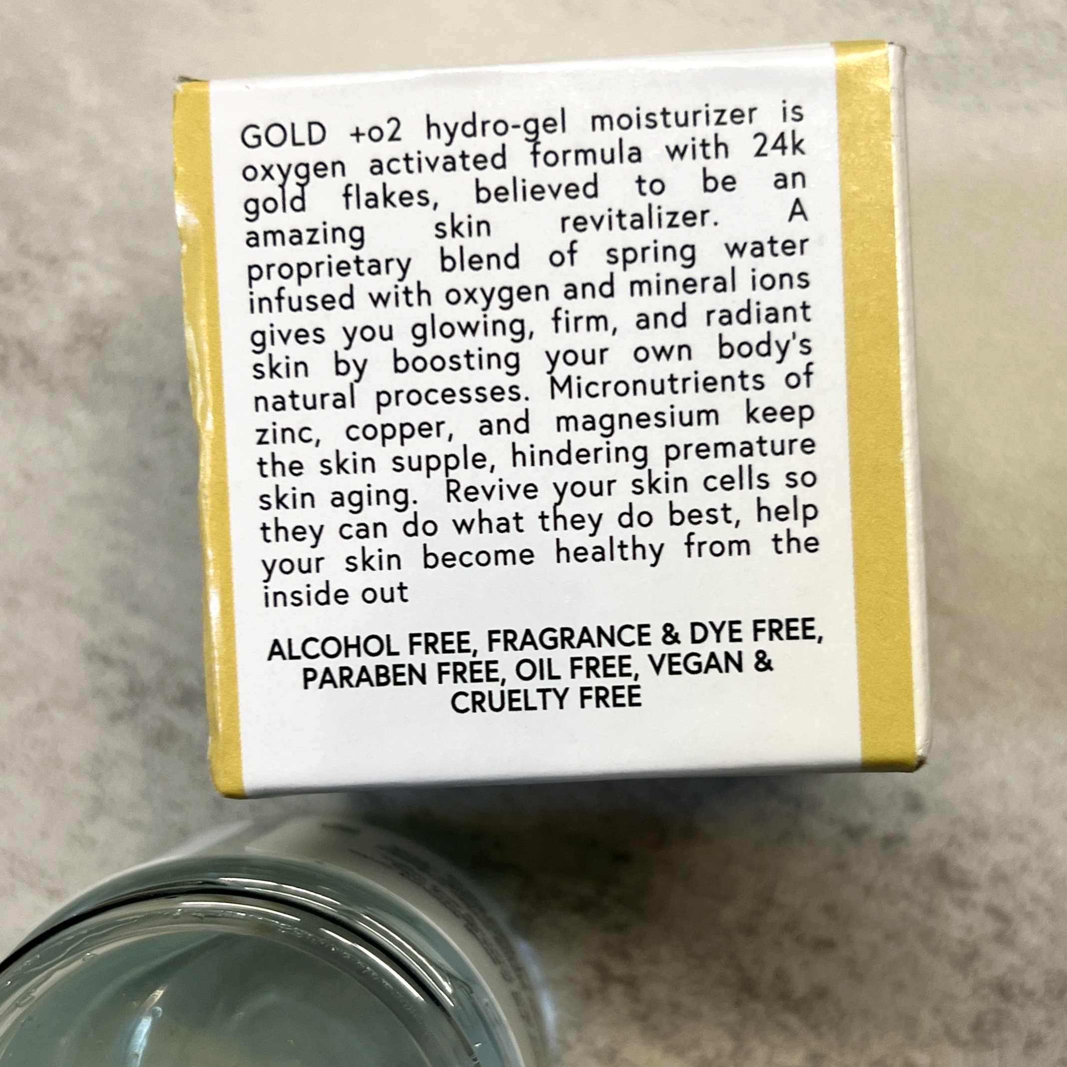 Back of RevealU Skincare Gel Moisturizer for Cocotique May 2023