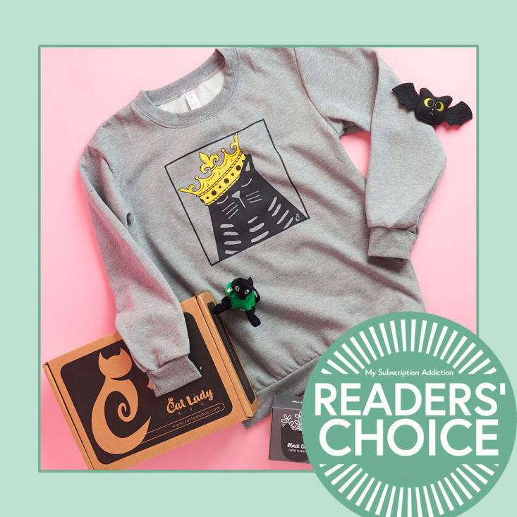 CatLady example box, winner of the best subscription box for cats category.