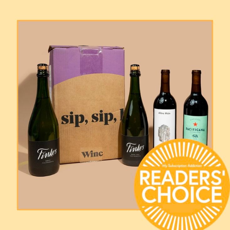 Winc example wines, winner of the best wine subscription box category.