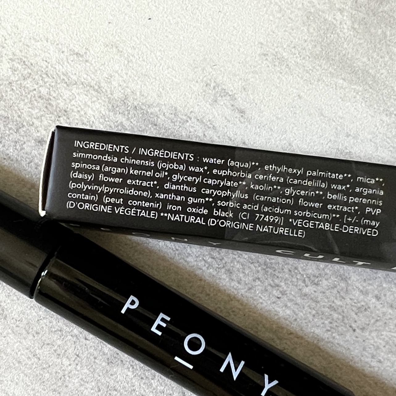 Back of Peony Cult Lashes for Nourish Beauty Box July 2023