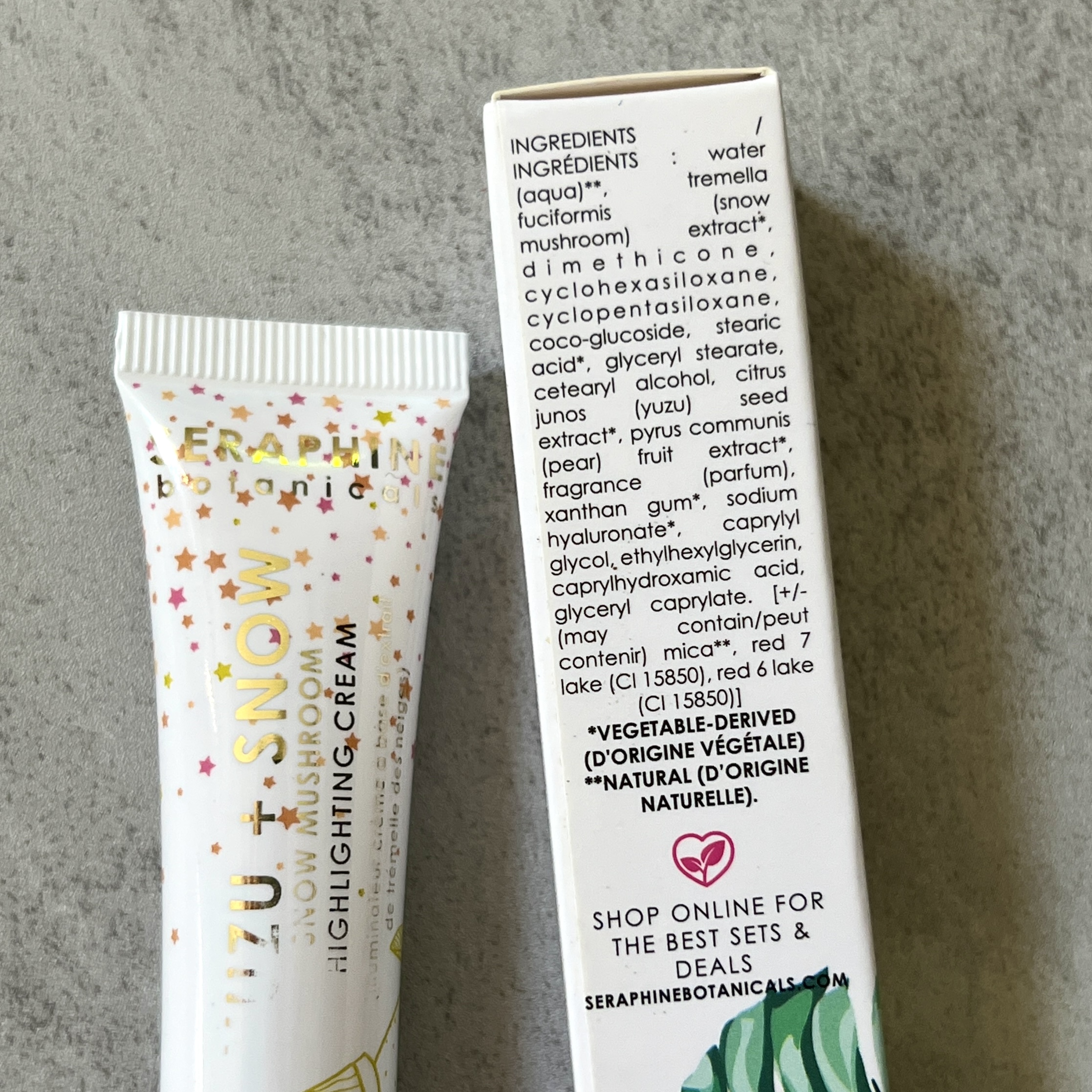 Back of Yuzu and Snow Highlighting Cream for Nourish Beauty Box July 2023