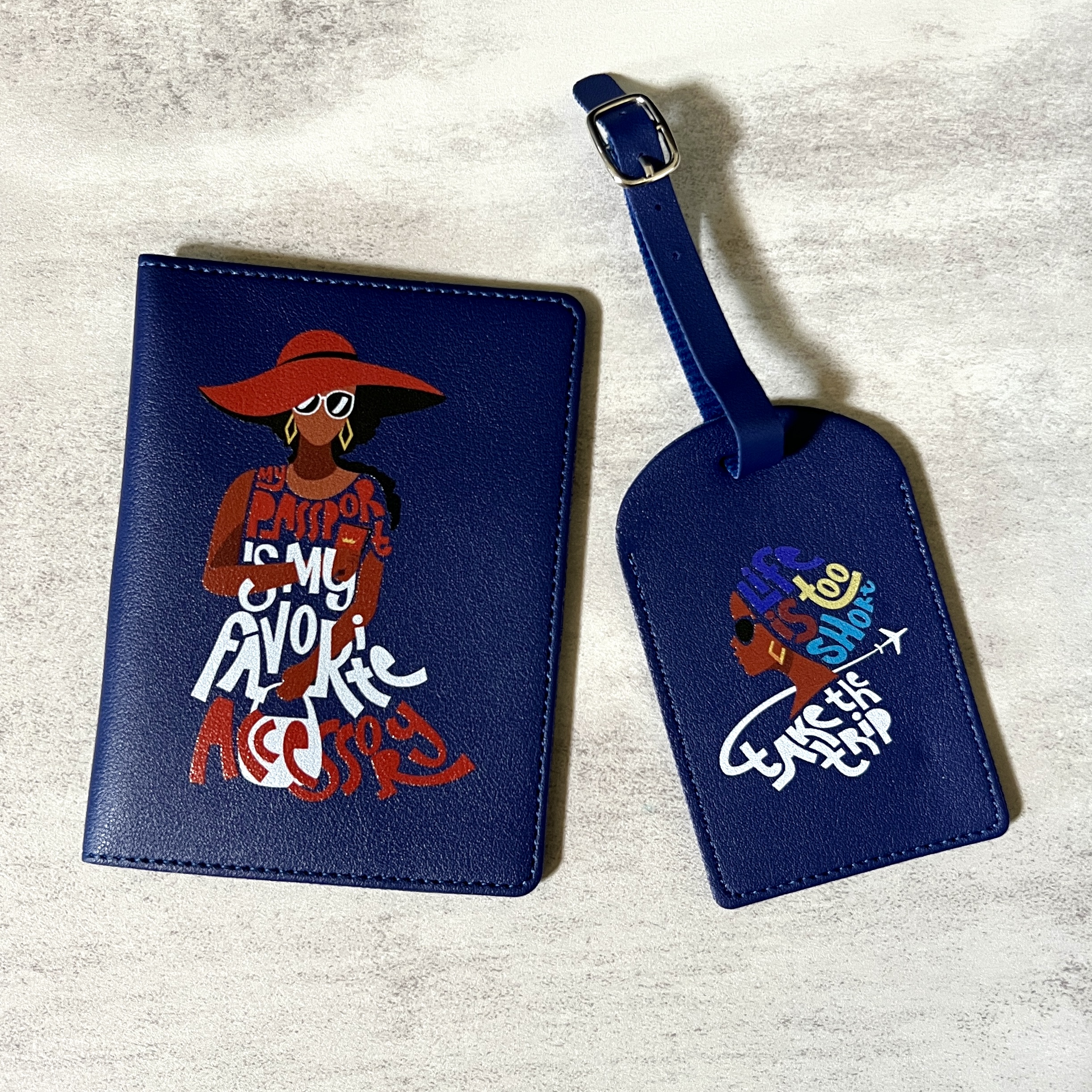 Passport Cover and Luggage Tag Set for Brown Sugar Box June 2023