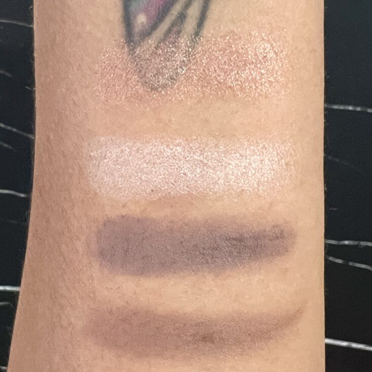 Swatches of Seraphine Botanicals Amla Nude Eyeshadow for Ipsy Glam Bag July 2023