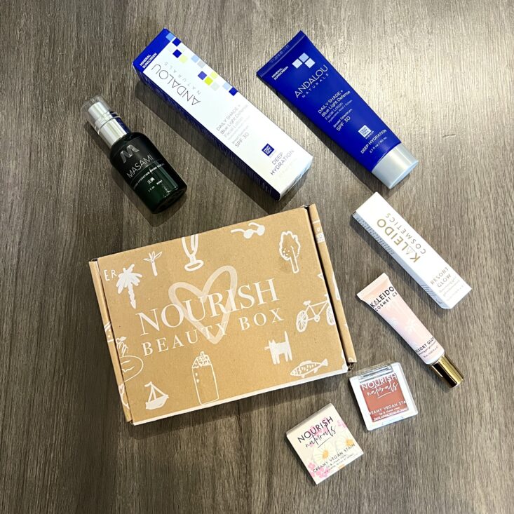 Full Contents for Nourish Beauty Box August 2023