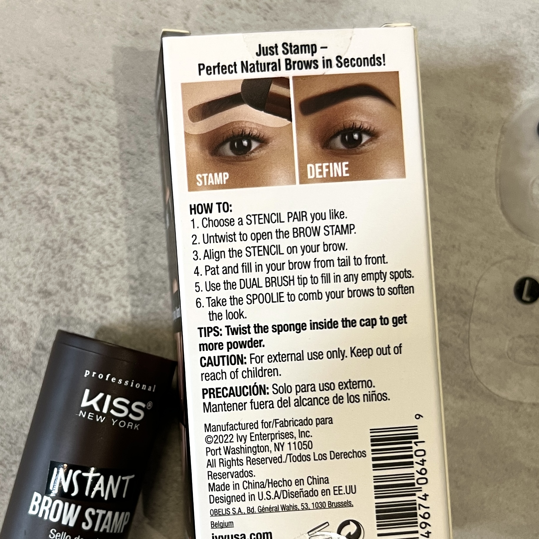 Back of Kiss Instant Brow Stamp for Cocotique July 2023