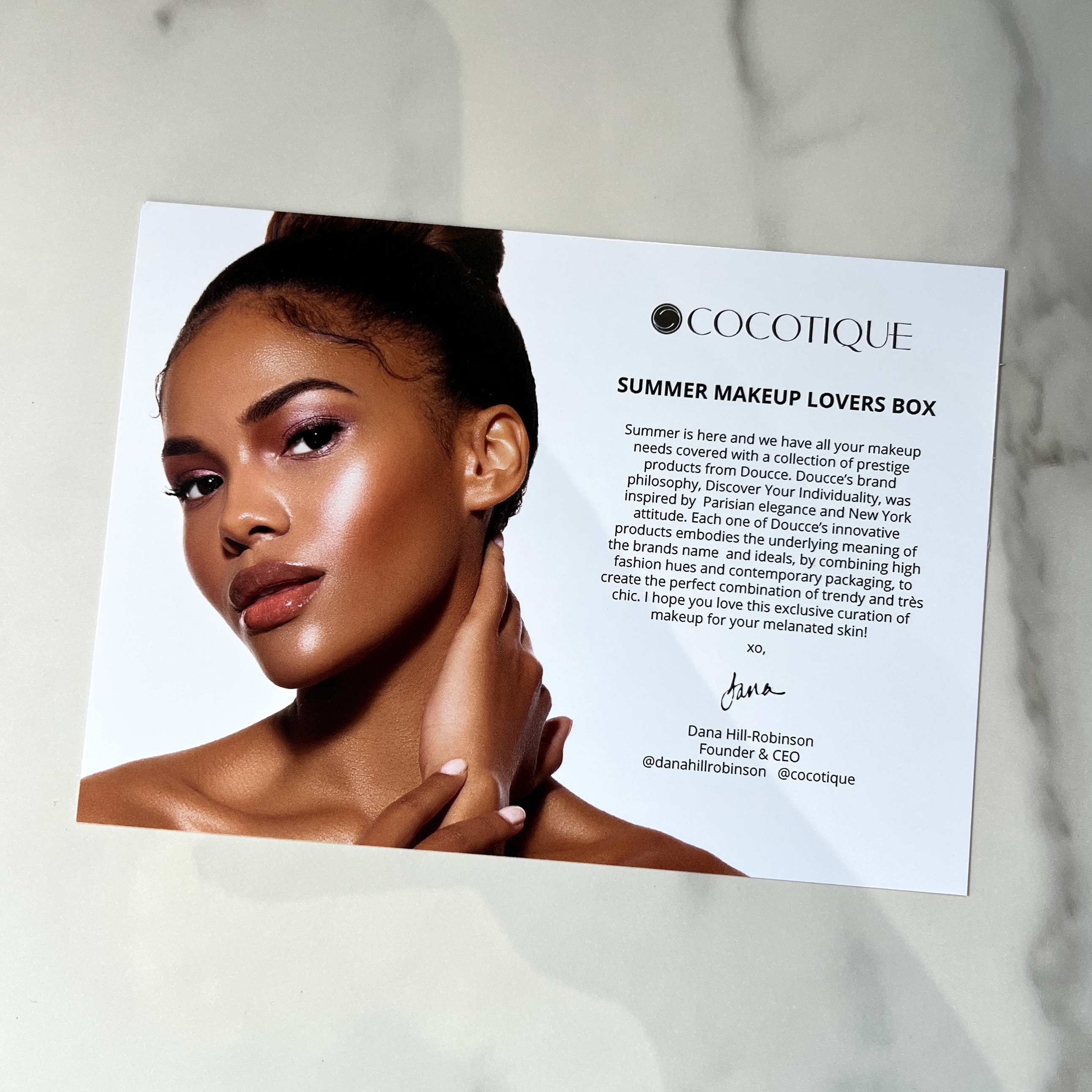 Front of Card for Cocotique Makeup Lovers Box Summer 2023