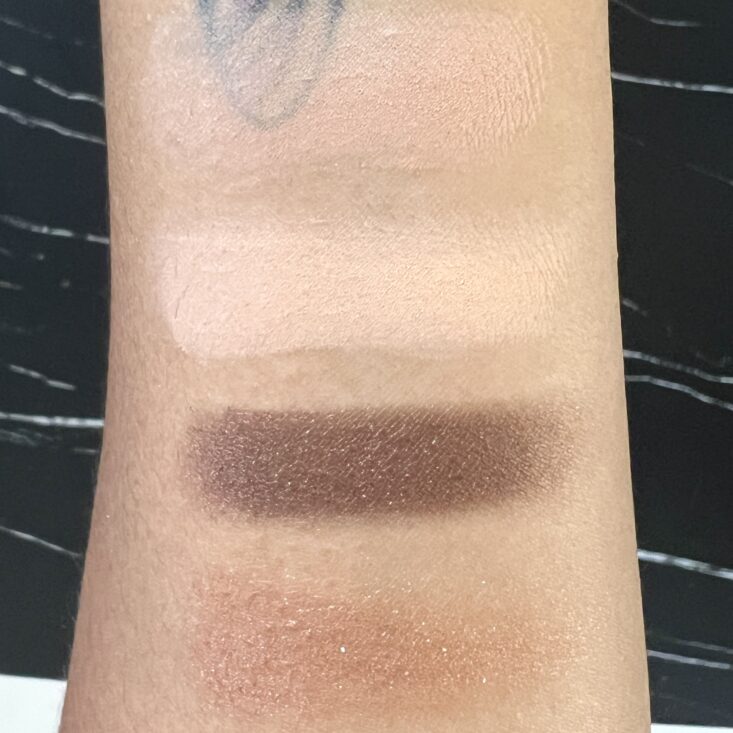 Swatches of Doucce Eyeshadow Quad for Cocotique Makeup Lovers Box Summer 2023