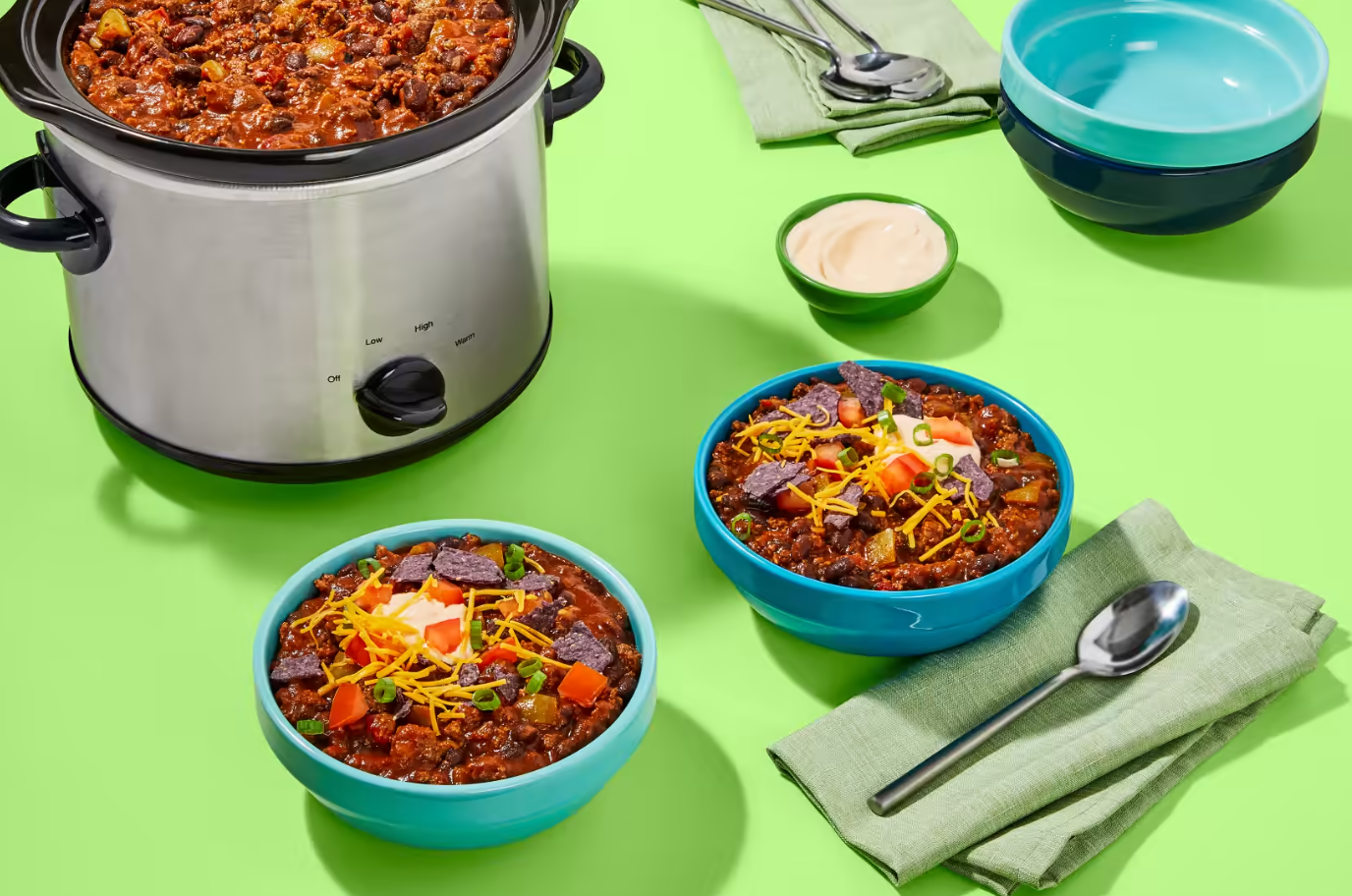 Slow Cooker Beef & Black Bean Chili Bar