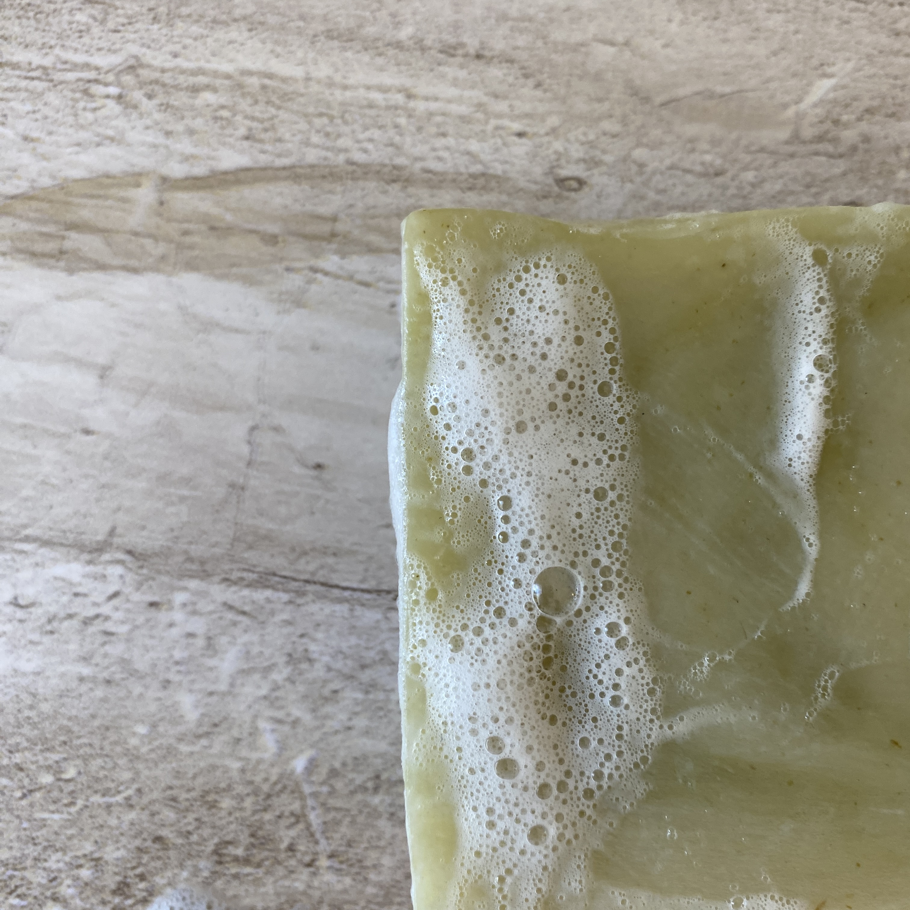 tea tree bar soap lathered