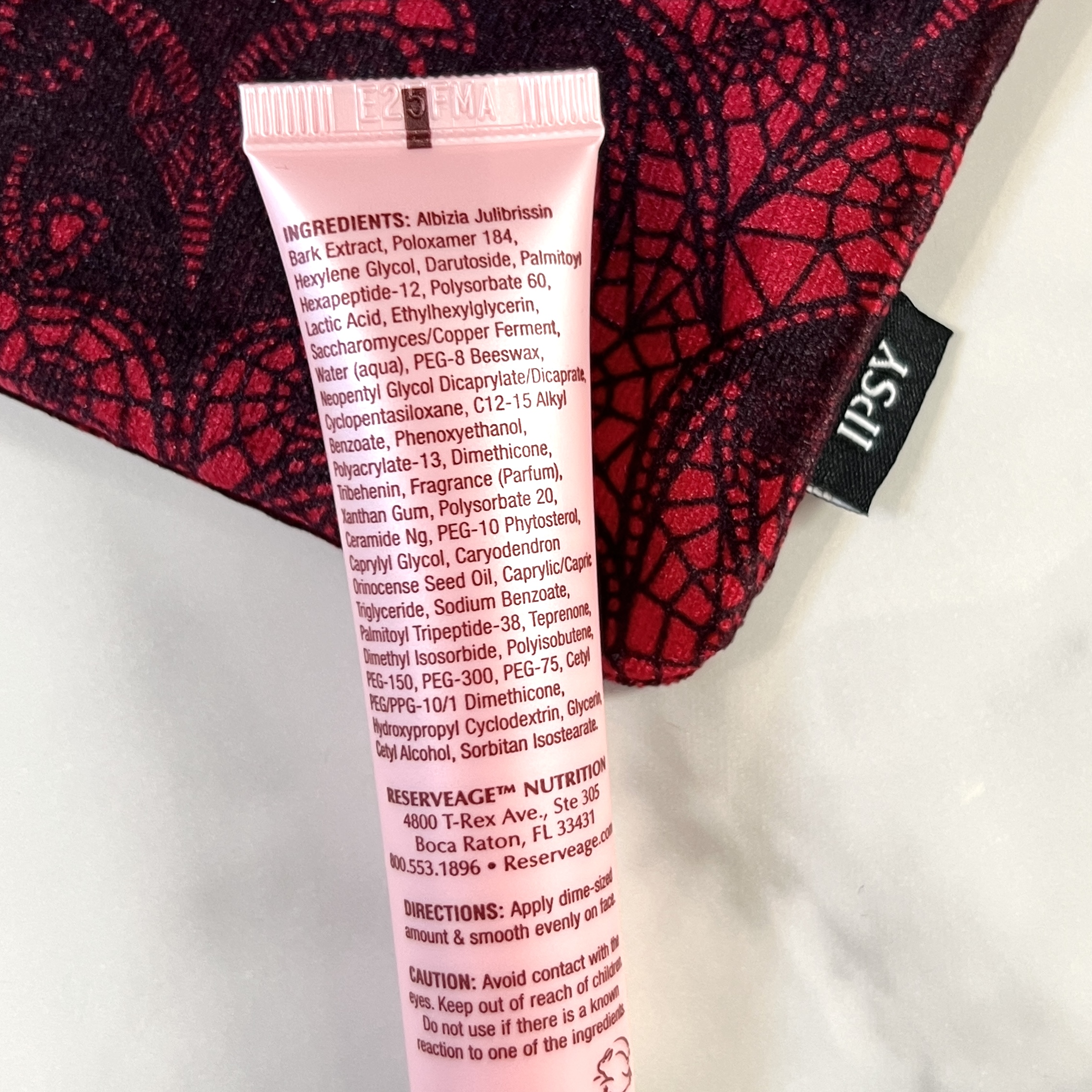 Back of Reserveage Beauty Firming Face Cream for Ipsy Glam Bag October 2023