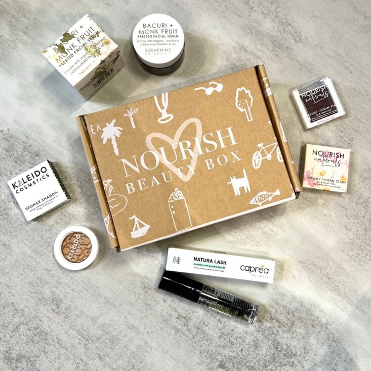 Full Contents for Nourish Beauty Box December 2023