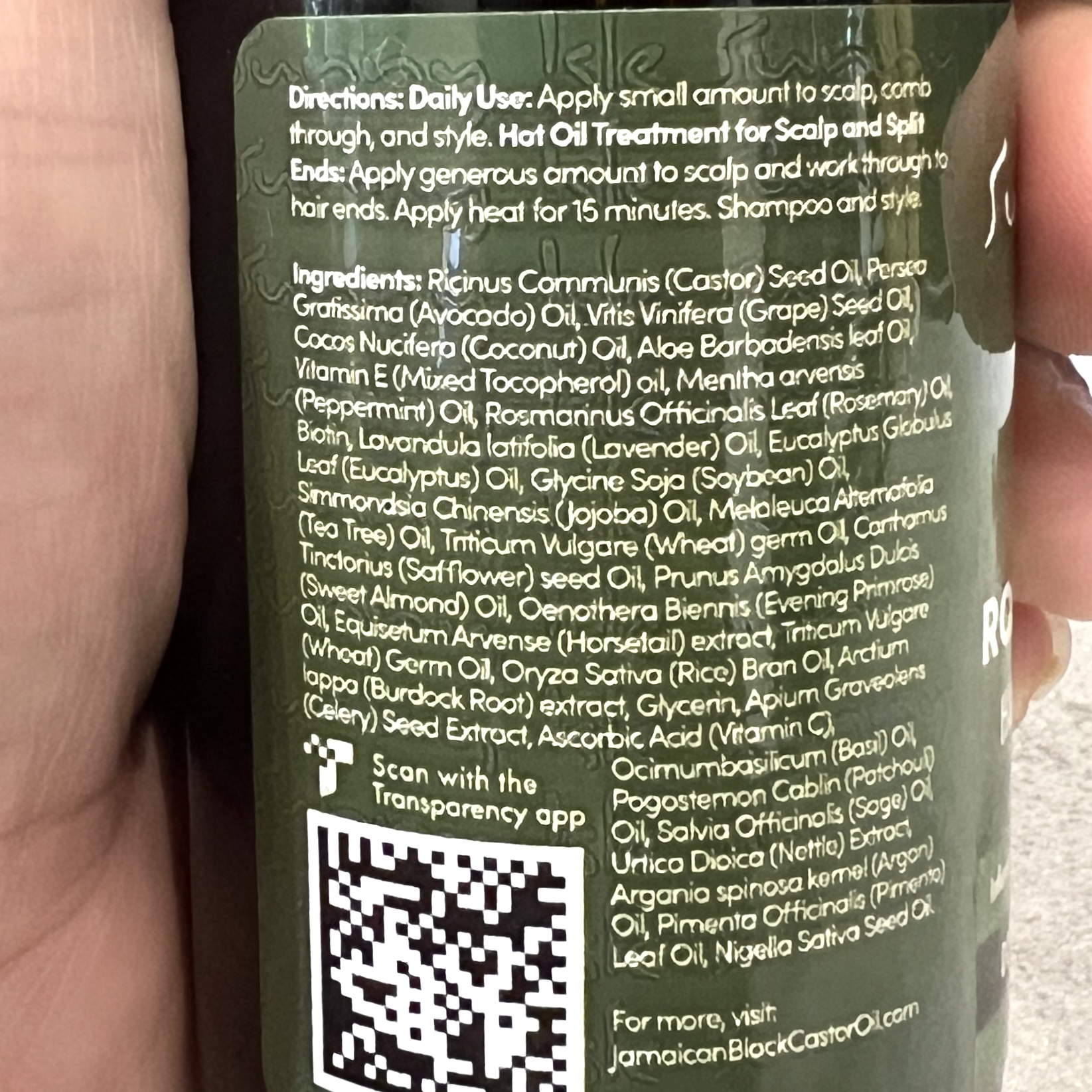 Back of Sunny Isle Hair Oil for Cocotique October 2023