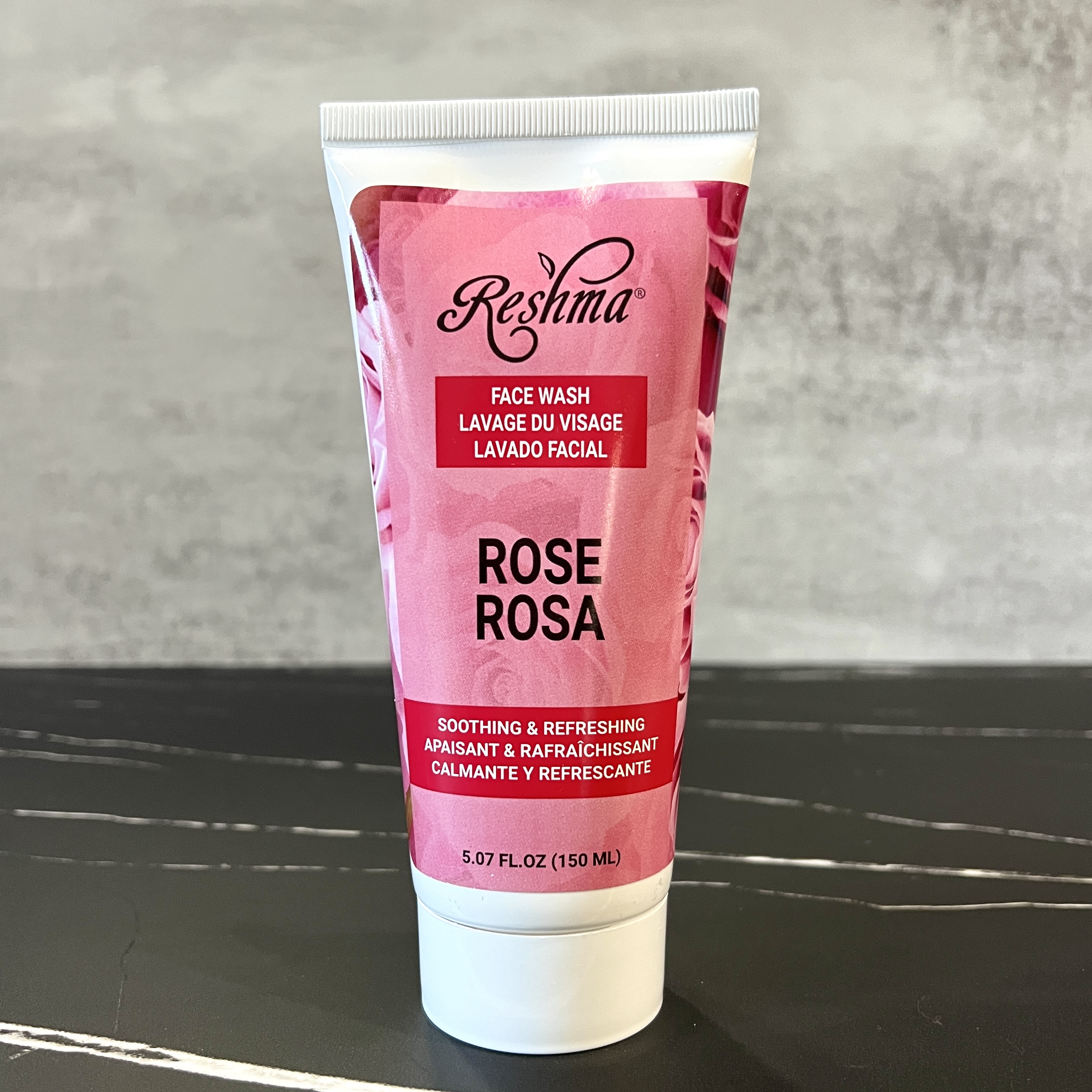 Front of Reshma Rose Face Wash for Cocotique November 2023