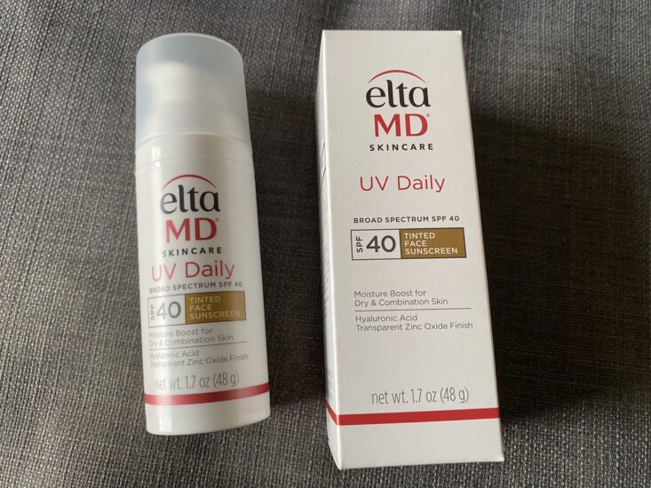 white bottle of sunscreen, Elta MD UV Daily Tinted SPF 40