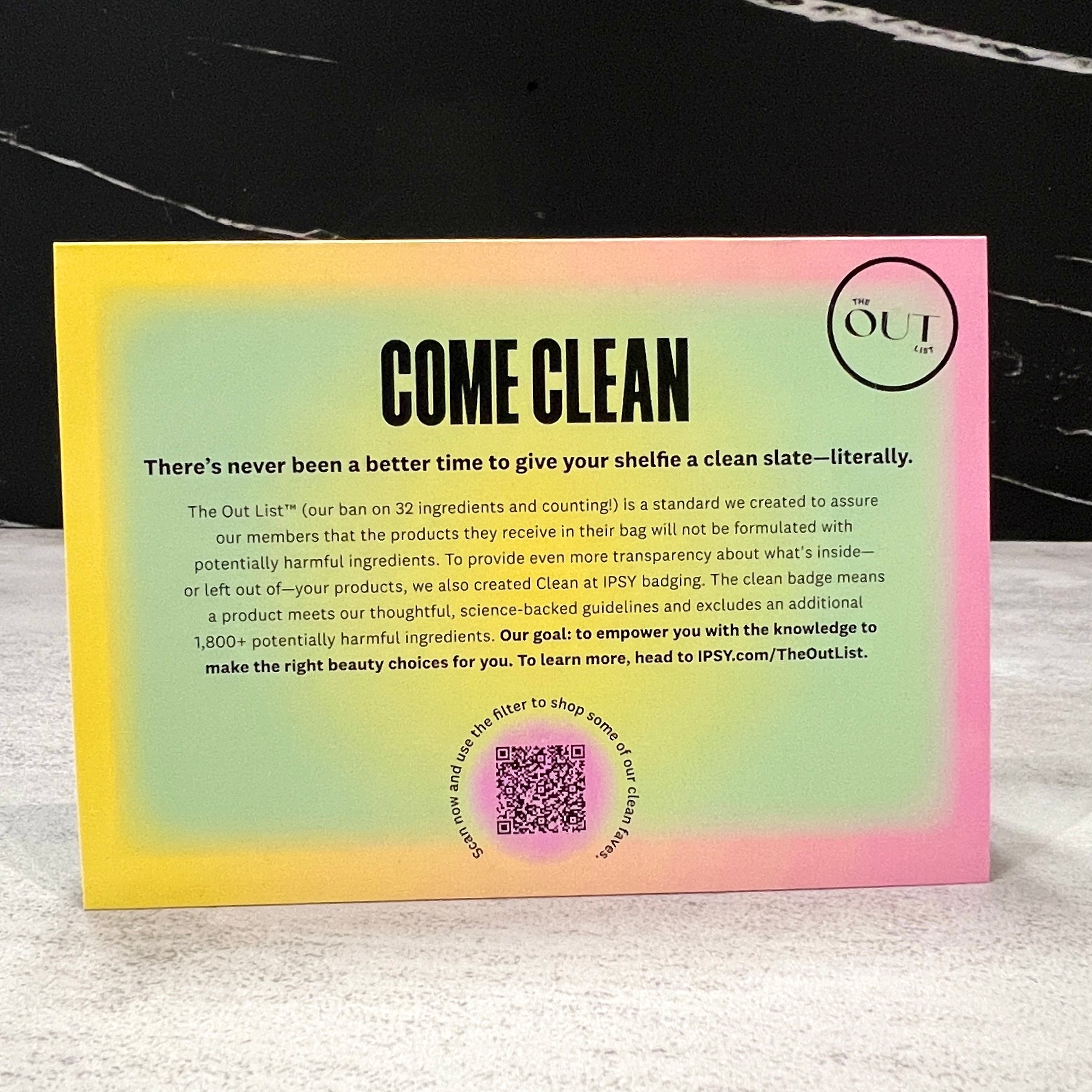 Back of Card for Ipsy Glam Bag January 2024