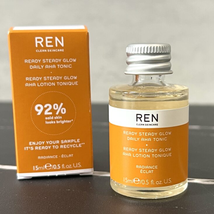 Front of Ren Clean Skincare Glow Tonic for Ipsy Glam Bag February 2024