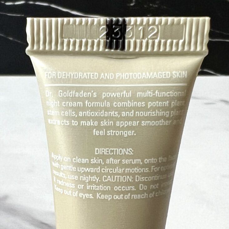 Back of Goldfaden MD Night Cream for Ipsy Glam Bag March 2024