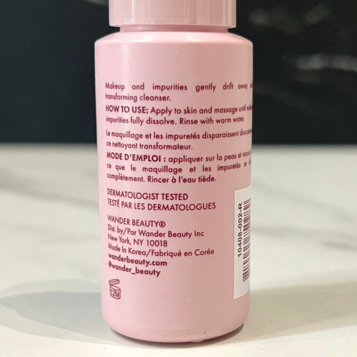 Back of Wander Beauty Cleanser for Birchbox May 2024