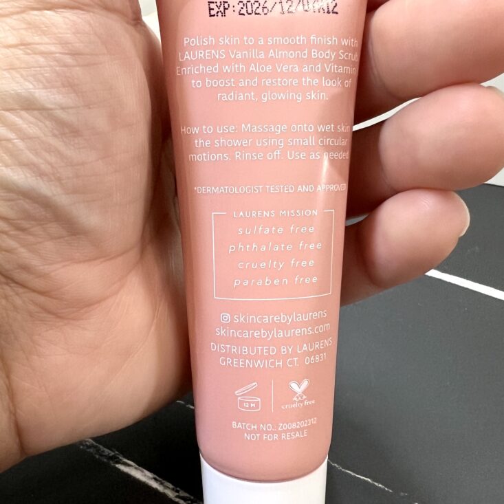 Back of Laurens Body Scrub for Ipsy Glam Bag May 2024