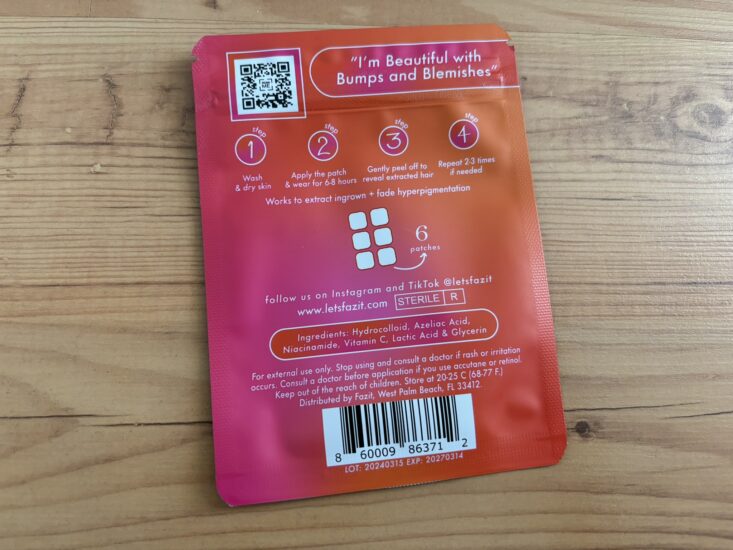 Fazit ingrown hair bikini patches in pink package