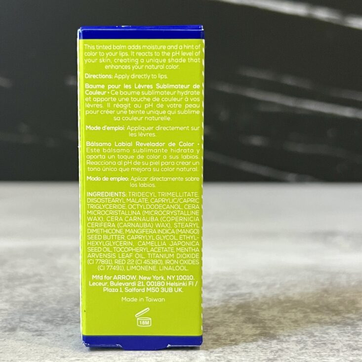 Back of Arrow Color Enhancing Lip Balm for Birchbox July 2024